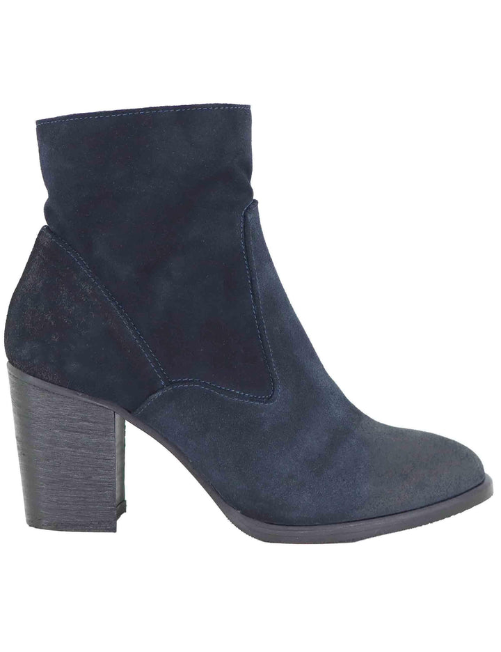 Stivaletti donna in camoscio blu vintage con tacco alto 9754 002 Les Venues 