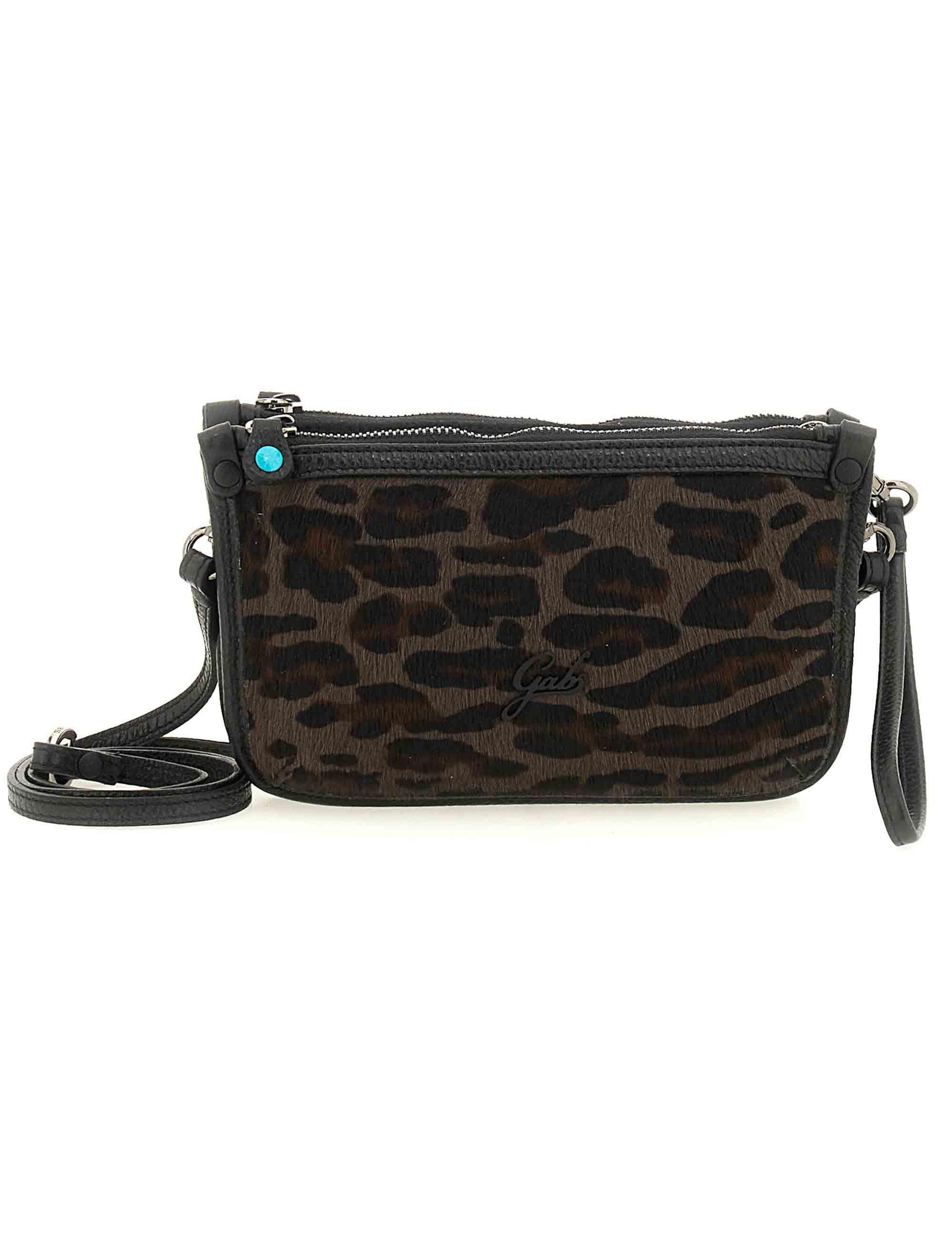 Borse a tracolla donna in pelle nera e cavallino animalier con tracolla G011860T1 X2428 F1574 Gabs 