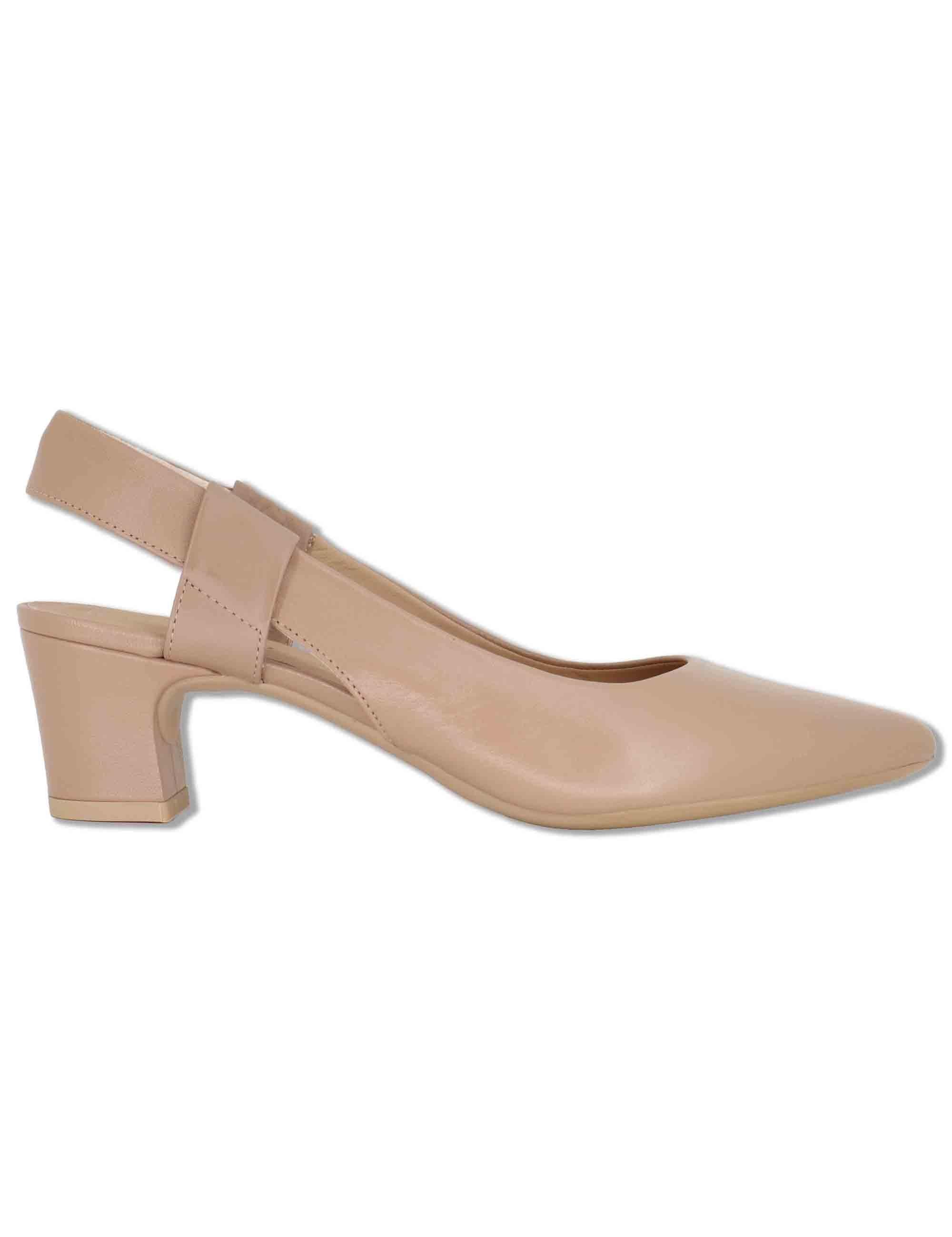 Decollete slingback donna in pelle cipria con tacco 5 e punta a punta JAVEA NTO PRALINE Unisa 