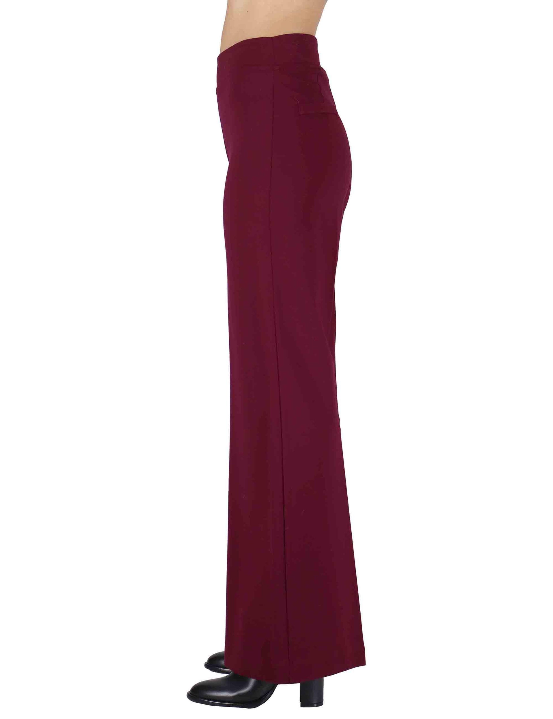 Pantaloni donna in tessuto bordeaux a gamba dritta ed elastico in vita JABPN0025-F1076 4280 Justmine 