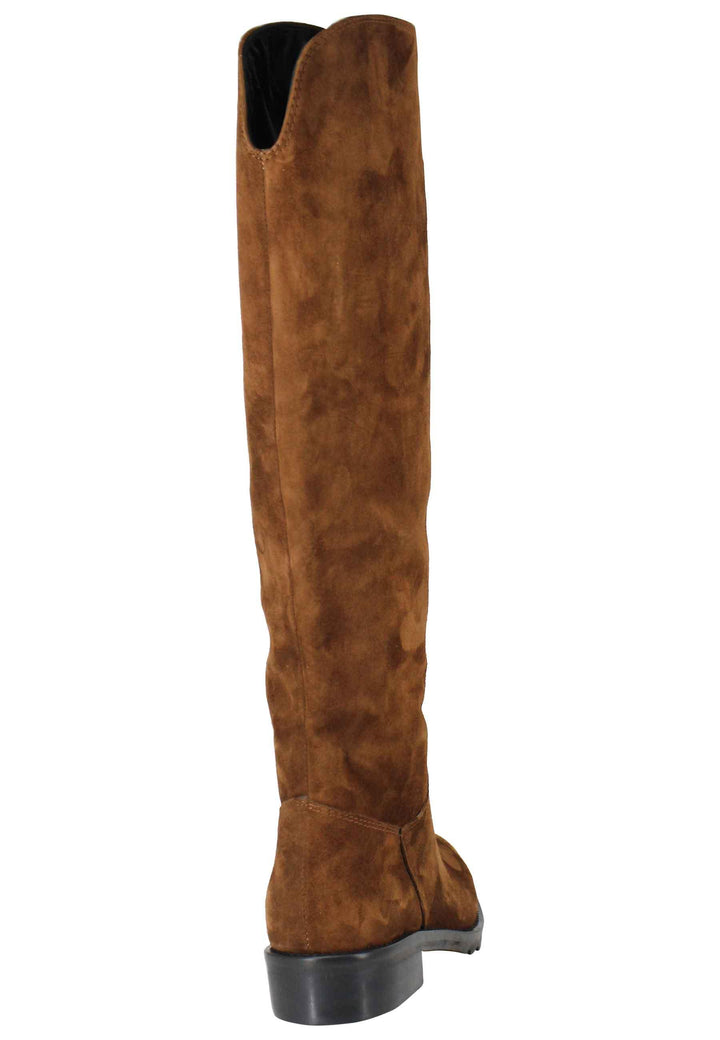 Stivali a tubo in camoscio cuoio tacco basso con suola in gomma 903 014 Spatarella 