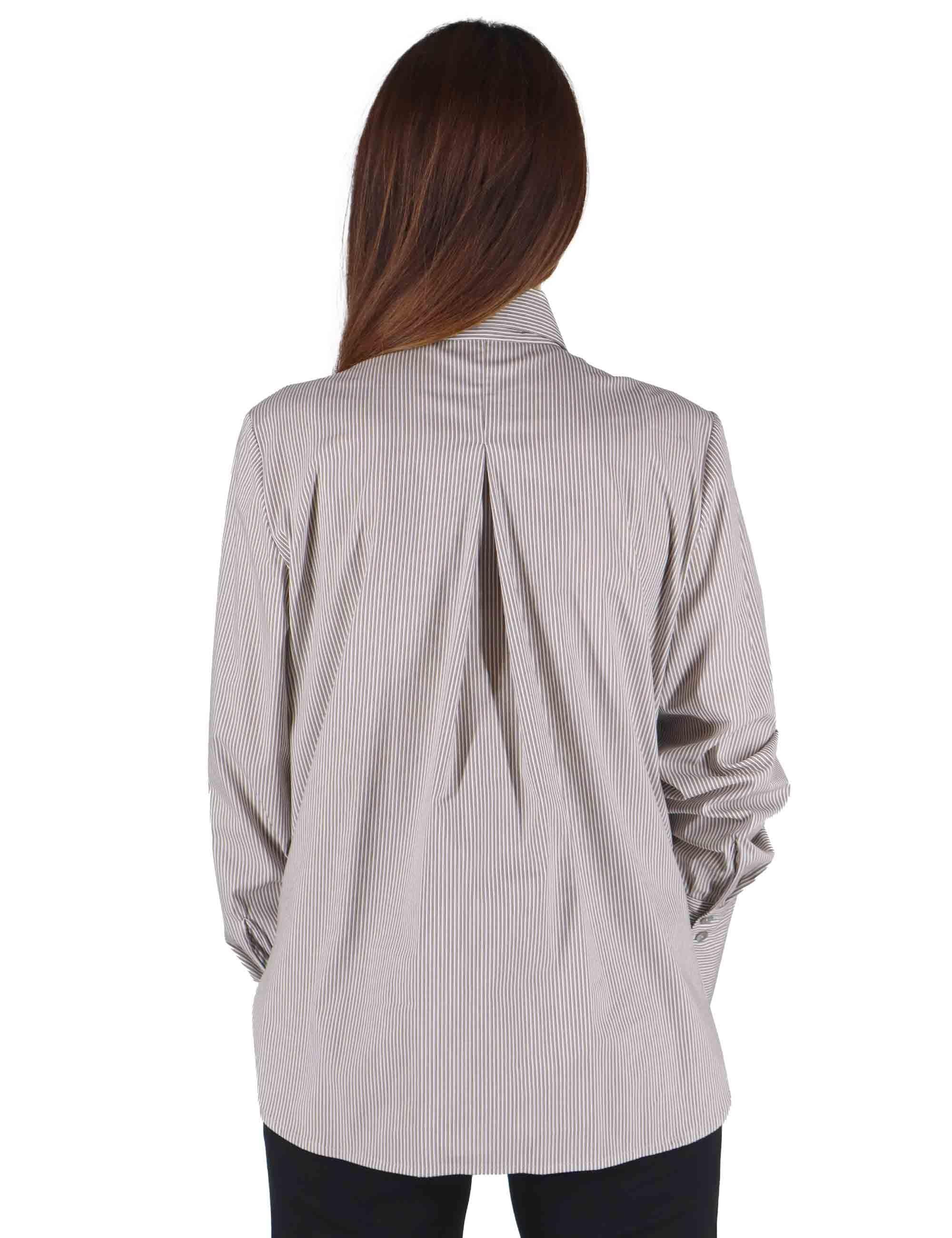 Camicie donna in cotone marrone con cravattino JABCM0025-F1425 8150 Justmine 