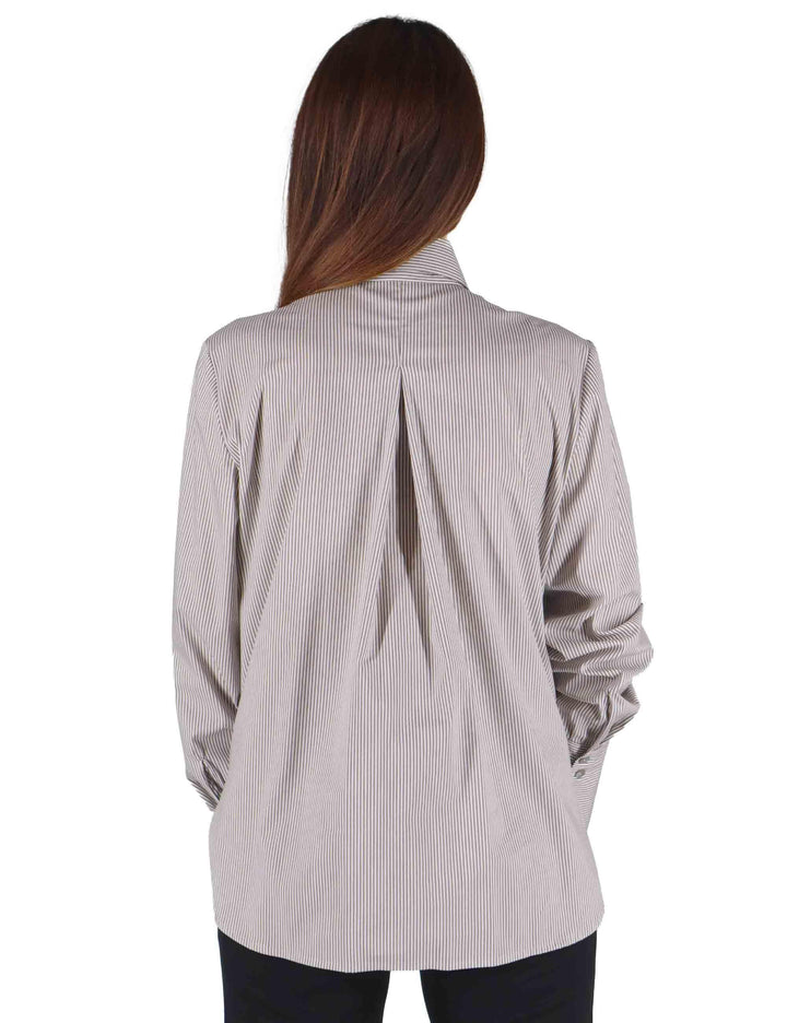 Camicie donna in cotone marrone con cravattino JABCM0025-F1425 8150 Justmine 