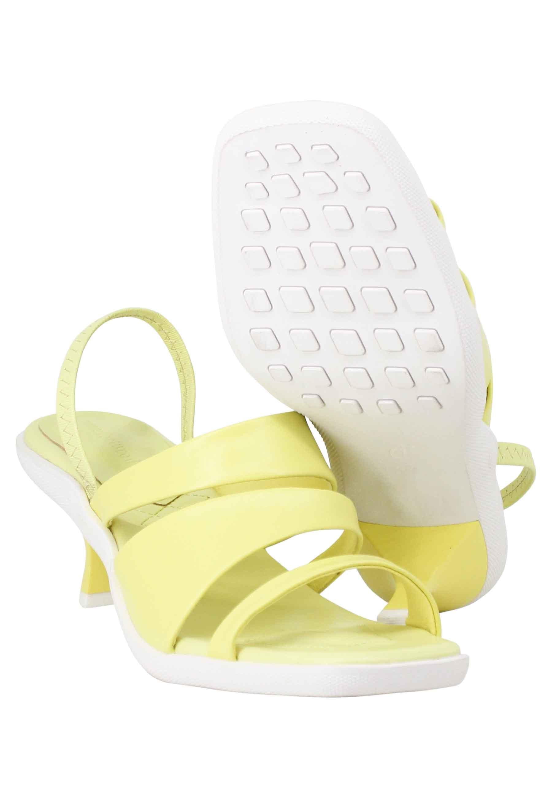 Sandali slingbak donna in pelle gialla con suola in gomma e tacco colorato BO1420 007 Manufacture D'Essai 