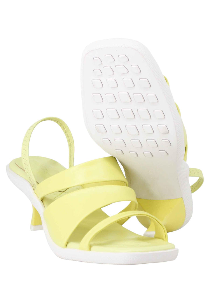 Sandali slingbak donna in pelle gialla con suola in gomma e tacco colorato BO1420 007 Manufacture D'Essai 