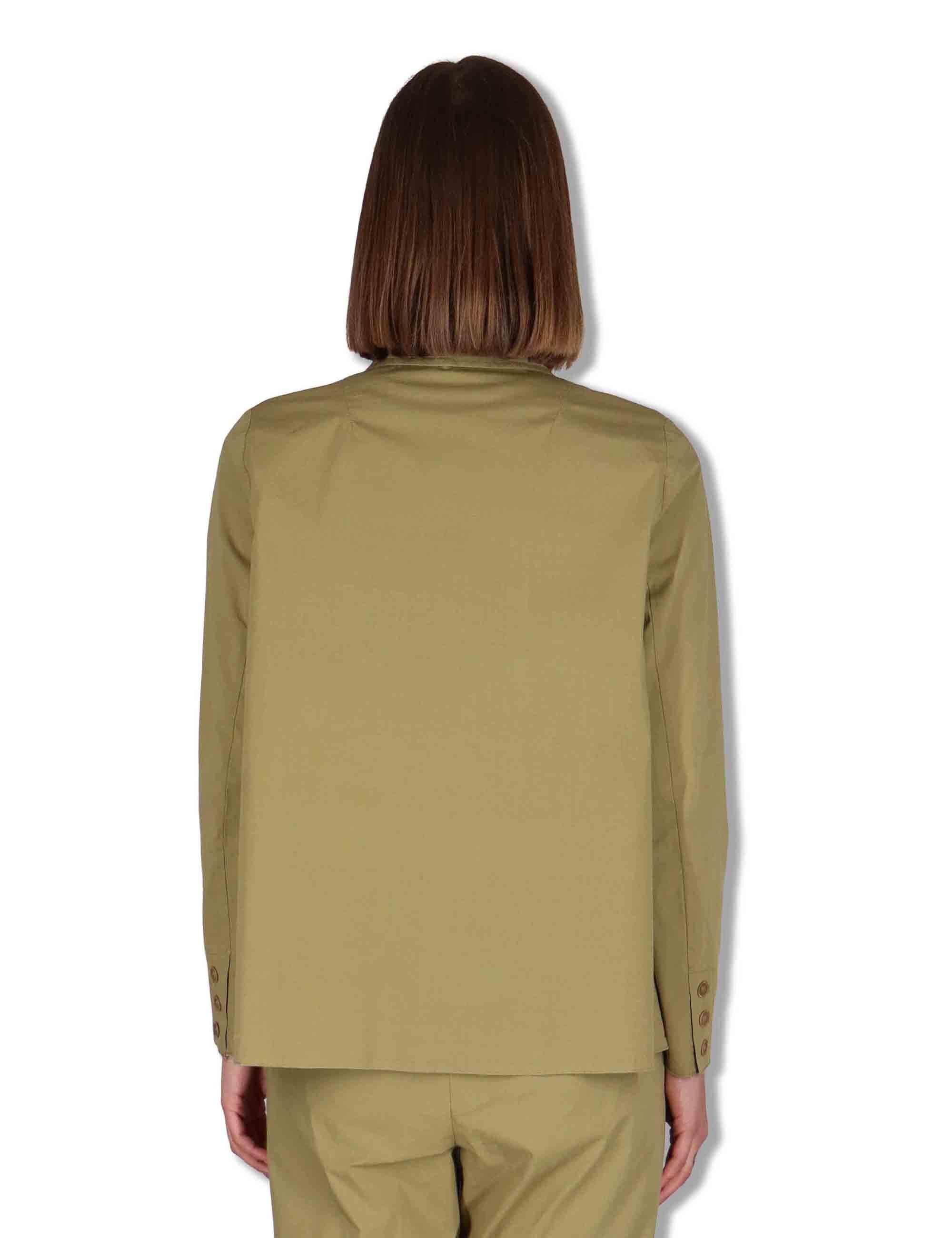 Giacche donna monopetto in cotone verde con tasconi frontali BEL OVO_KAKI TreBarraBi 