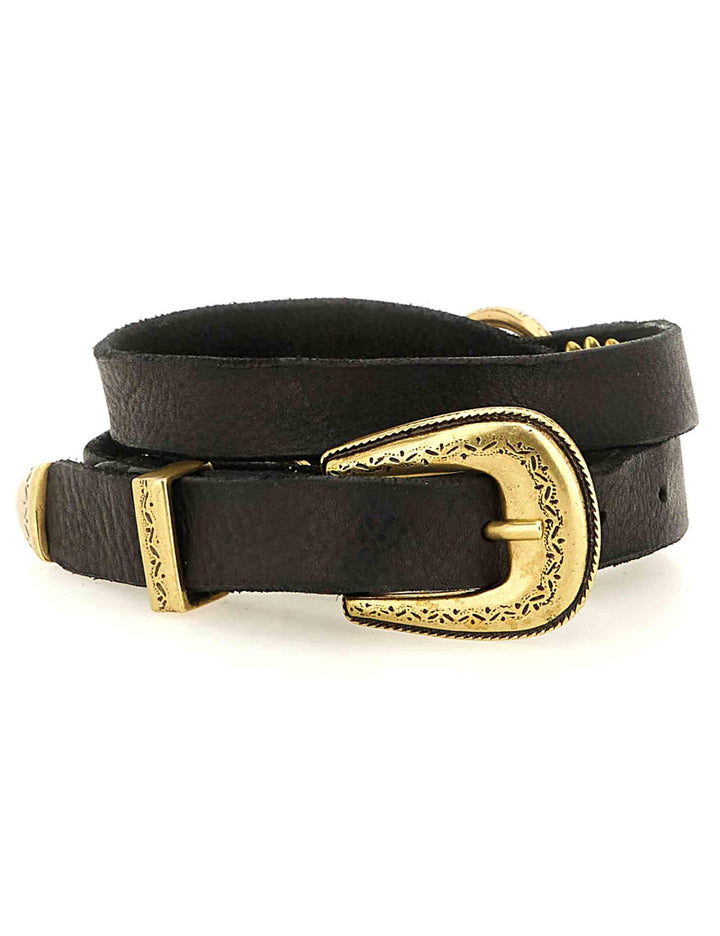 Cinture donna in pelle nera con borchie oro C043300ND X0007 C0001 Campomaggi 