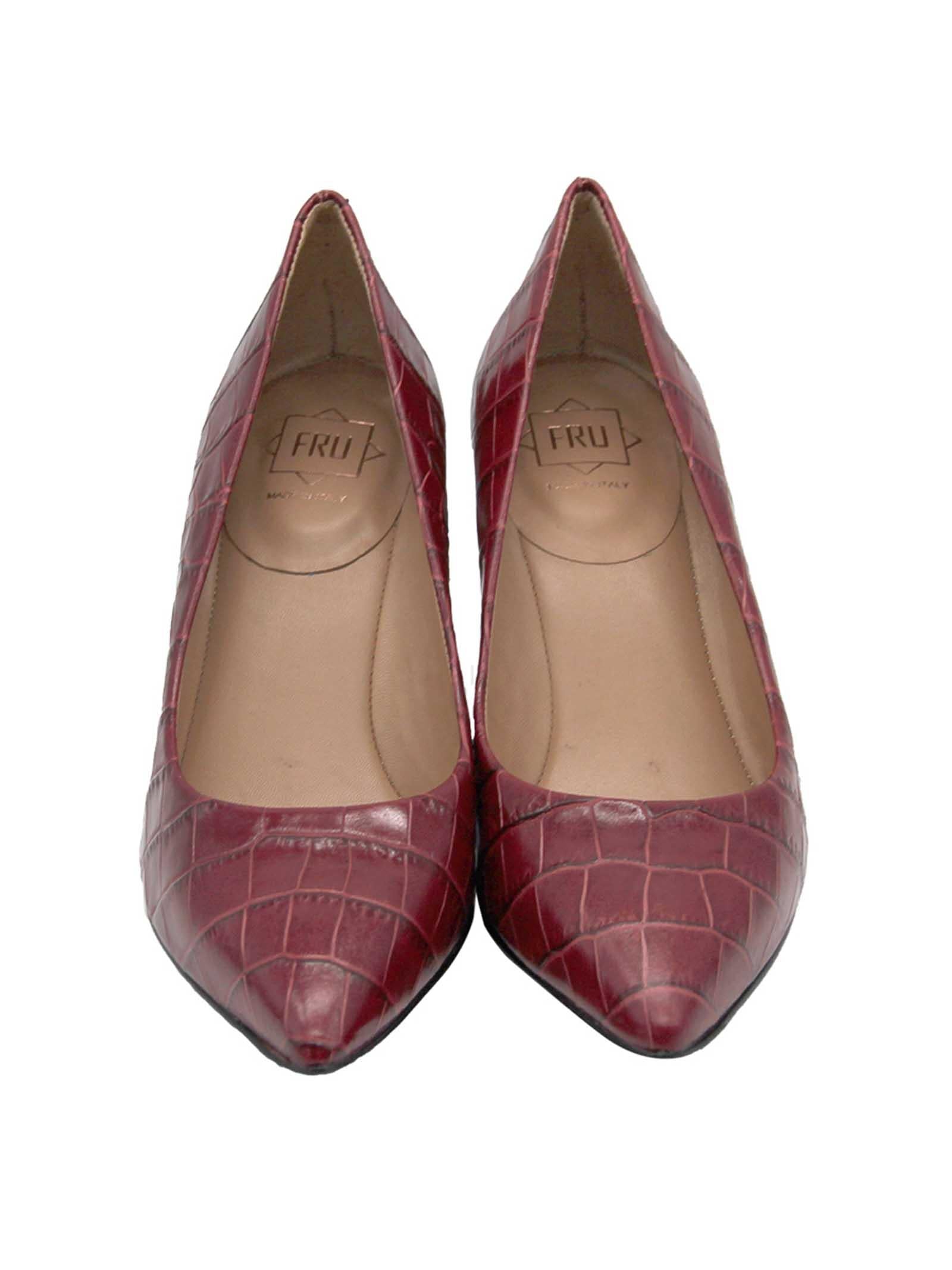 Calzature Donna Décolleté in Pelle Stampata Cocco di Colore Rosso Tacco Alto 6201S ROSSO Fru 