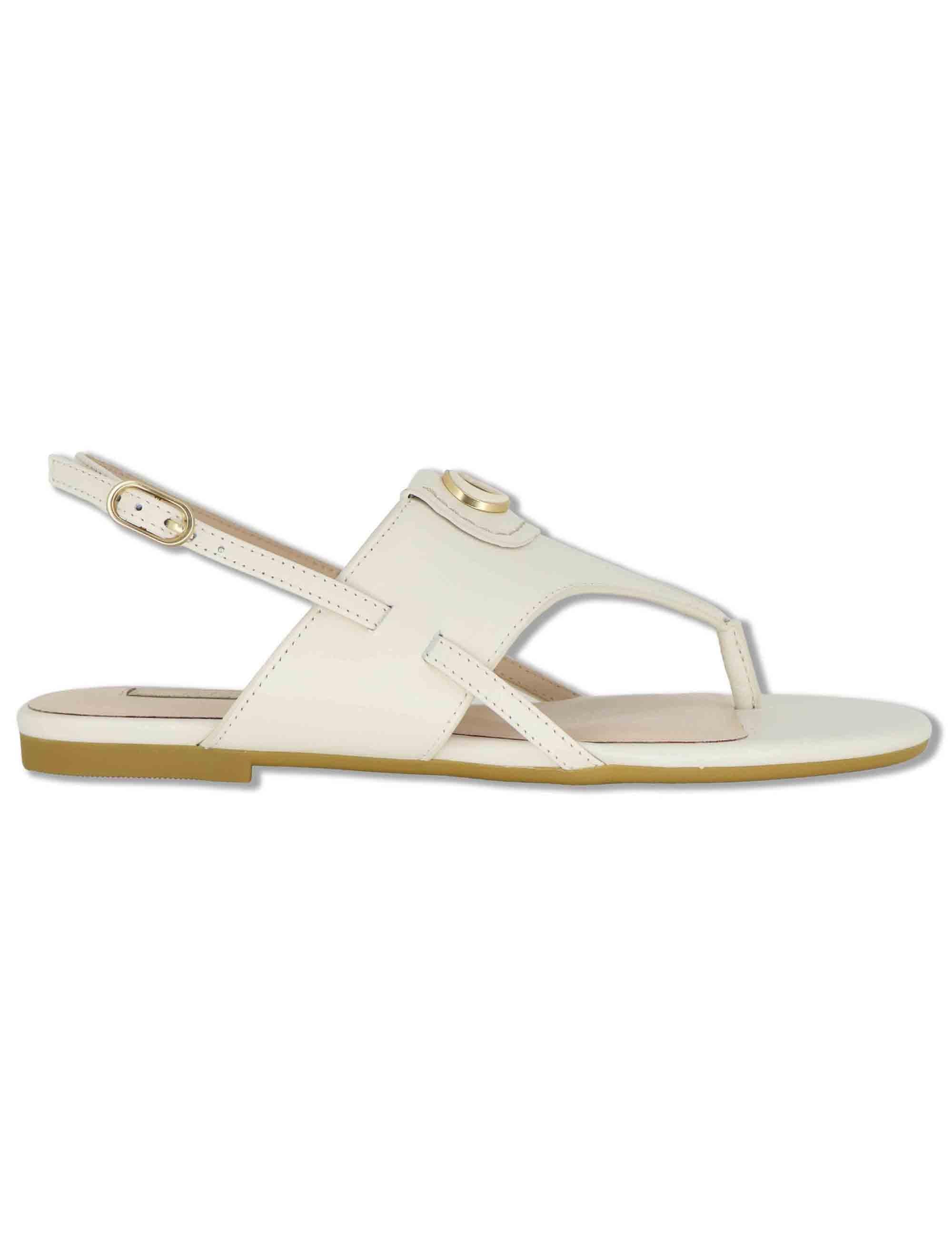 Sandali slingback donna in pelle off white con fibbia e tacco basso SANDY 10 MILK Liu-Jo 