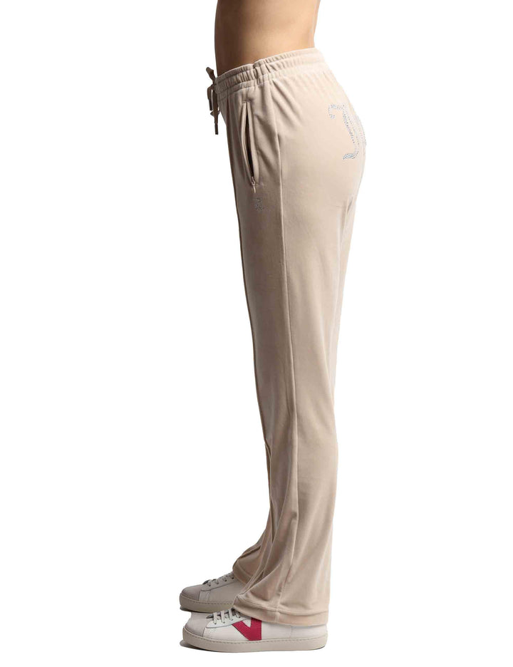 Pantaloni tuta donna Tina in tessuto beige con strass VEJH70047WPF JJ1 Juicy Couture 