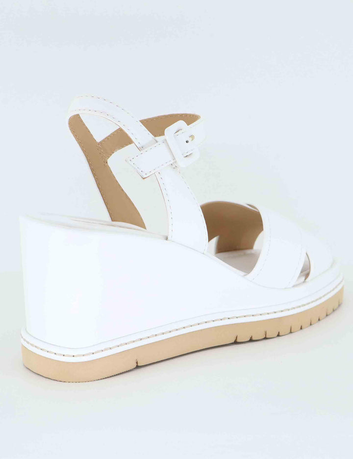Sandali donna in pelle bianca con zeppa alta BL5302X 100 Bruno Premi 