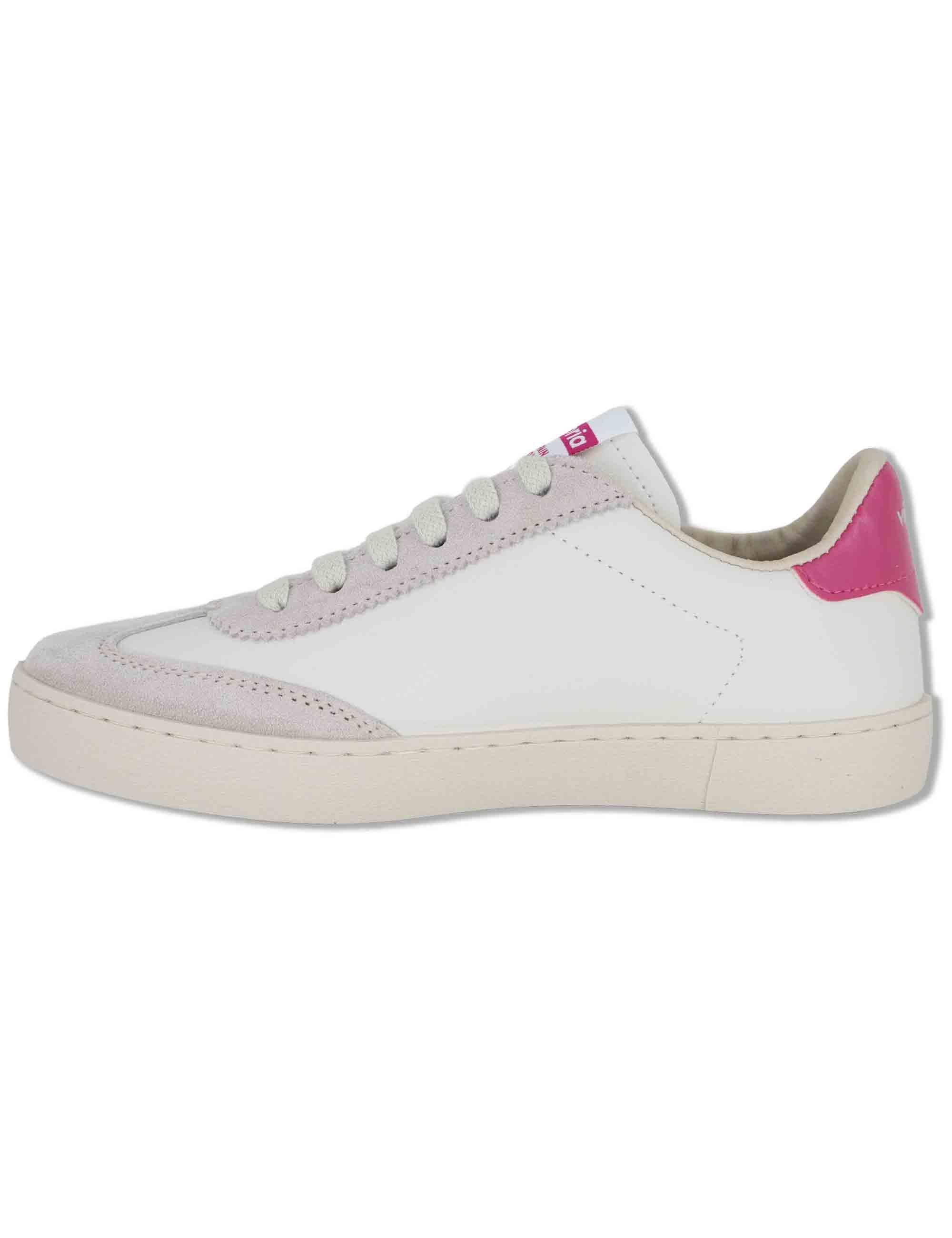 Sneakers donna Berlin in pelle bianca e fuxia 1126184 43_Fucsia Victoria 