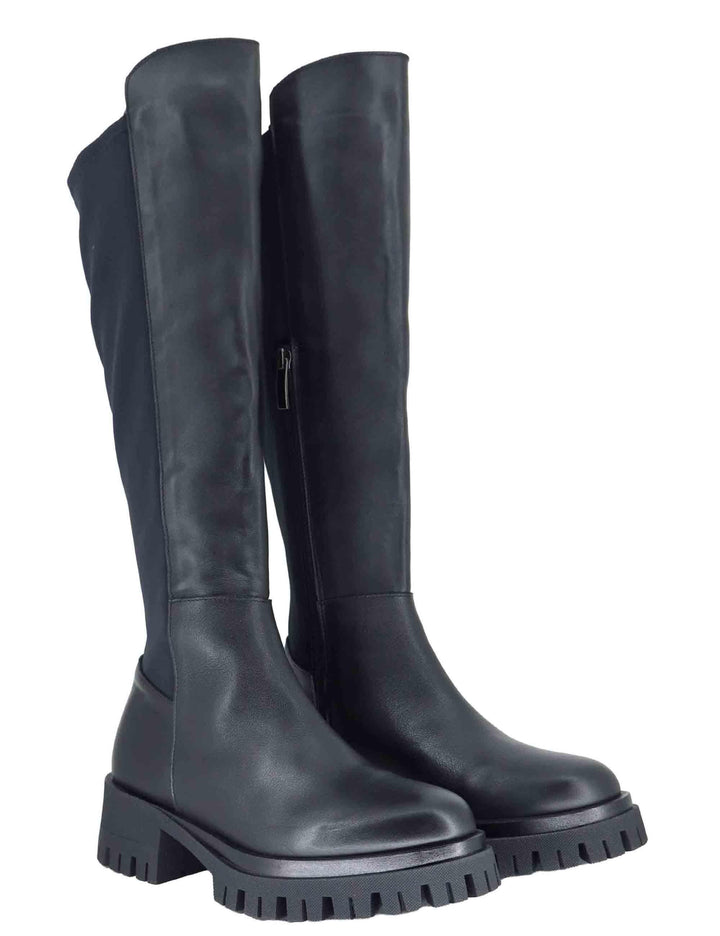 Stivali donna in pelle nera con elastico posteriore e suola in gomma SP7312 001 Spatarella 