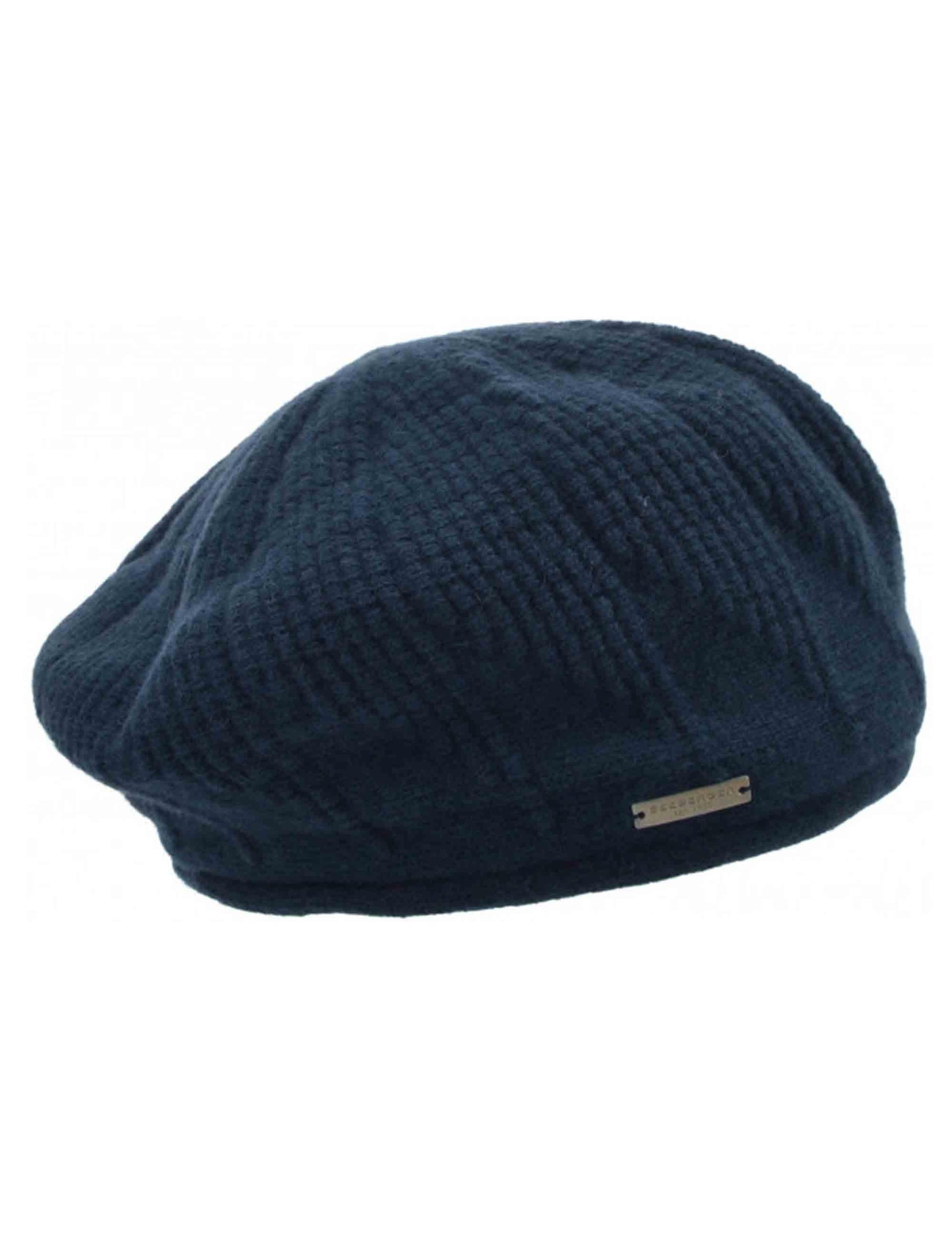 Cappelli donna Basco in lana blu effetto velluto 019841-00000 60 Seeberger Est 1890 