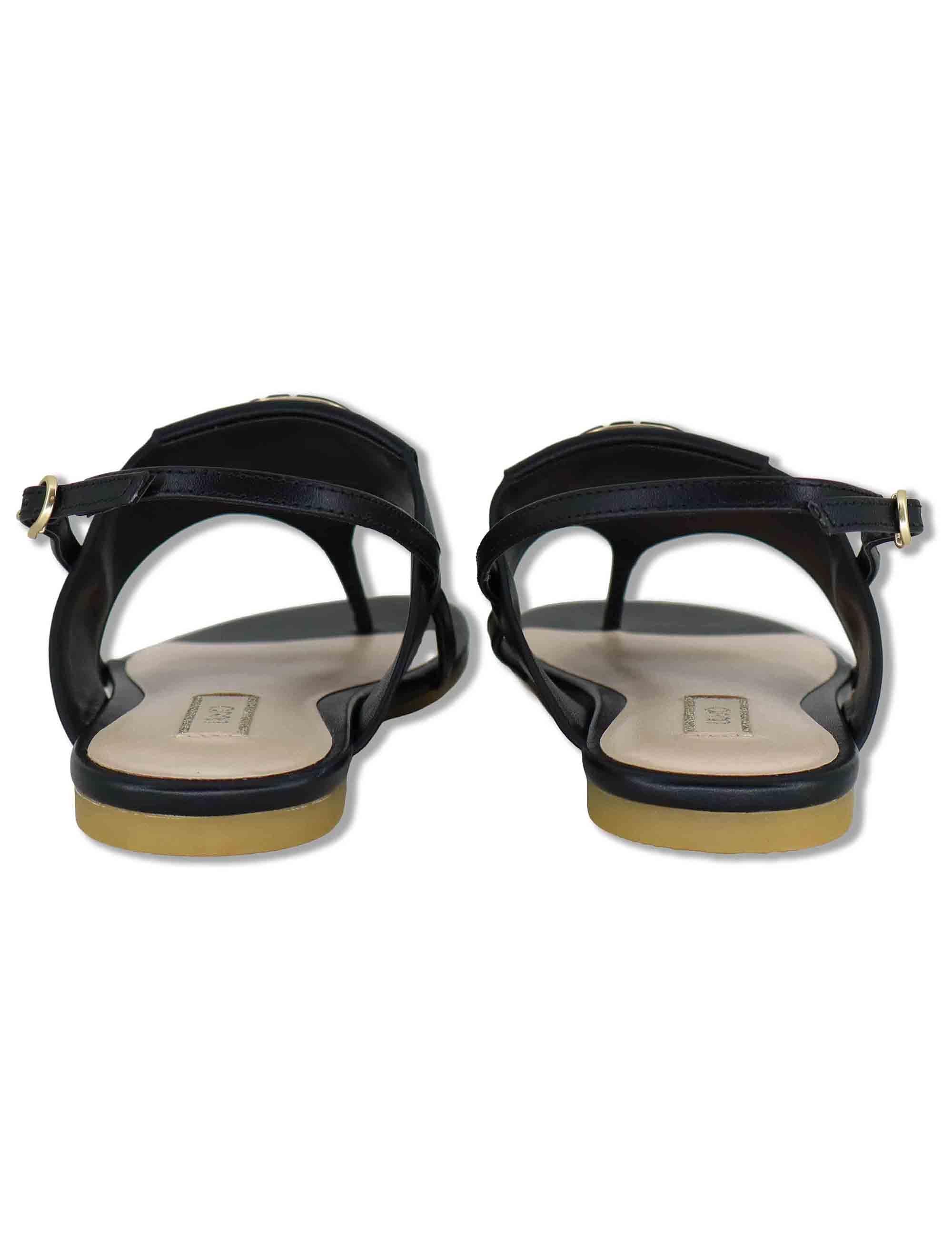 Sandali slingback donna in pelle nera con fibbia e tacco basso SANDY 10 BLACK Liu-Jo 