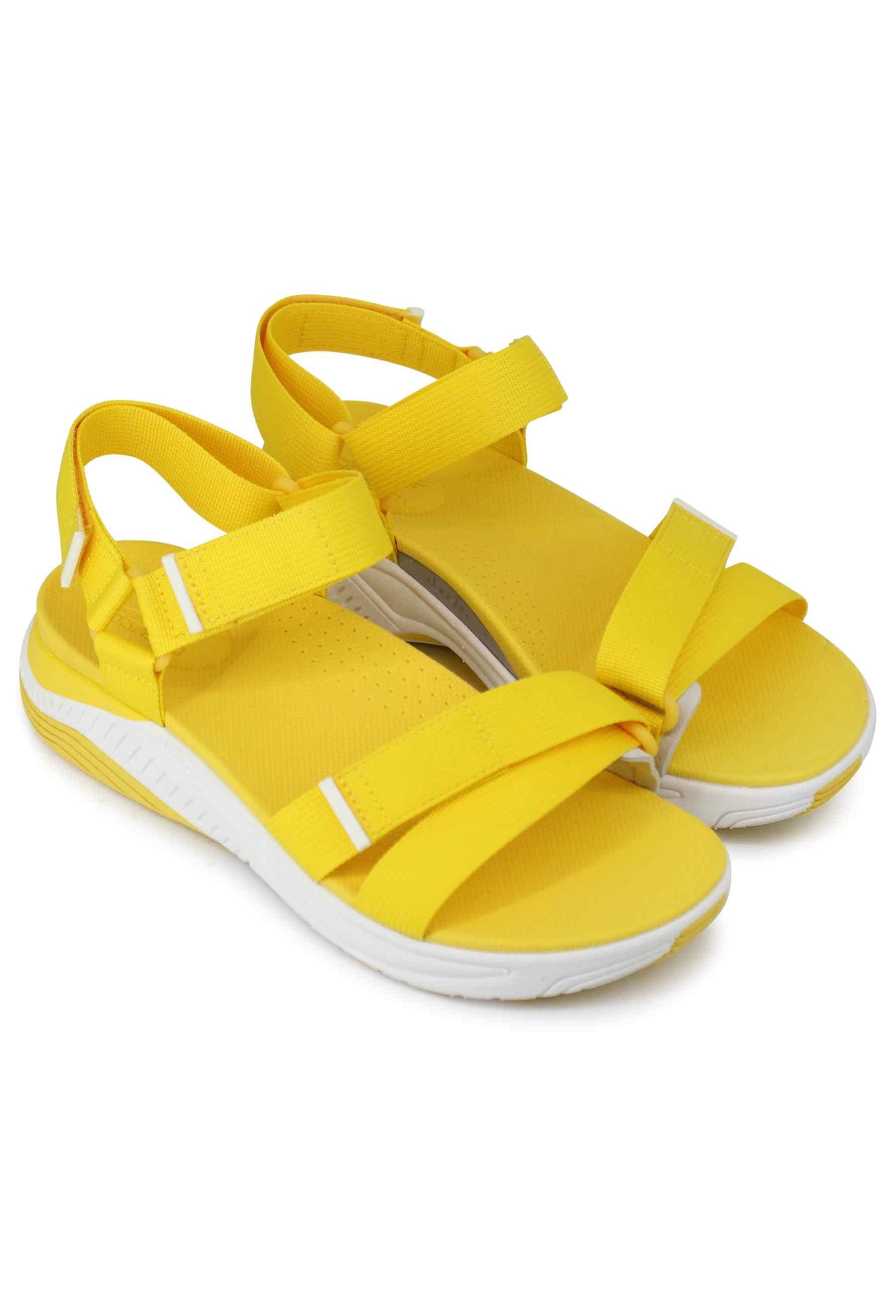 Sandali donna Racquel in tessuto giallo con zeppa in gomma 4915 171700 Dansko 