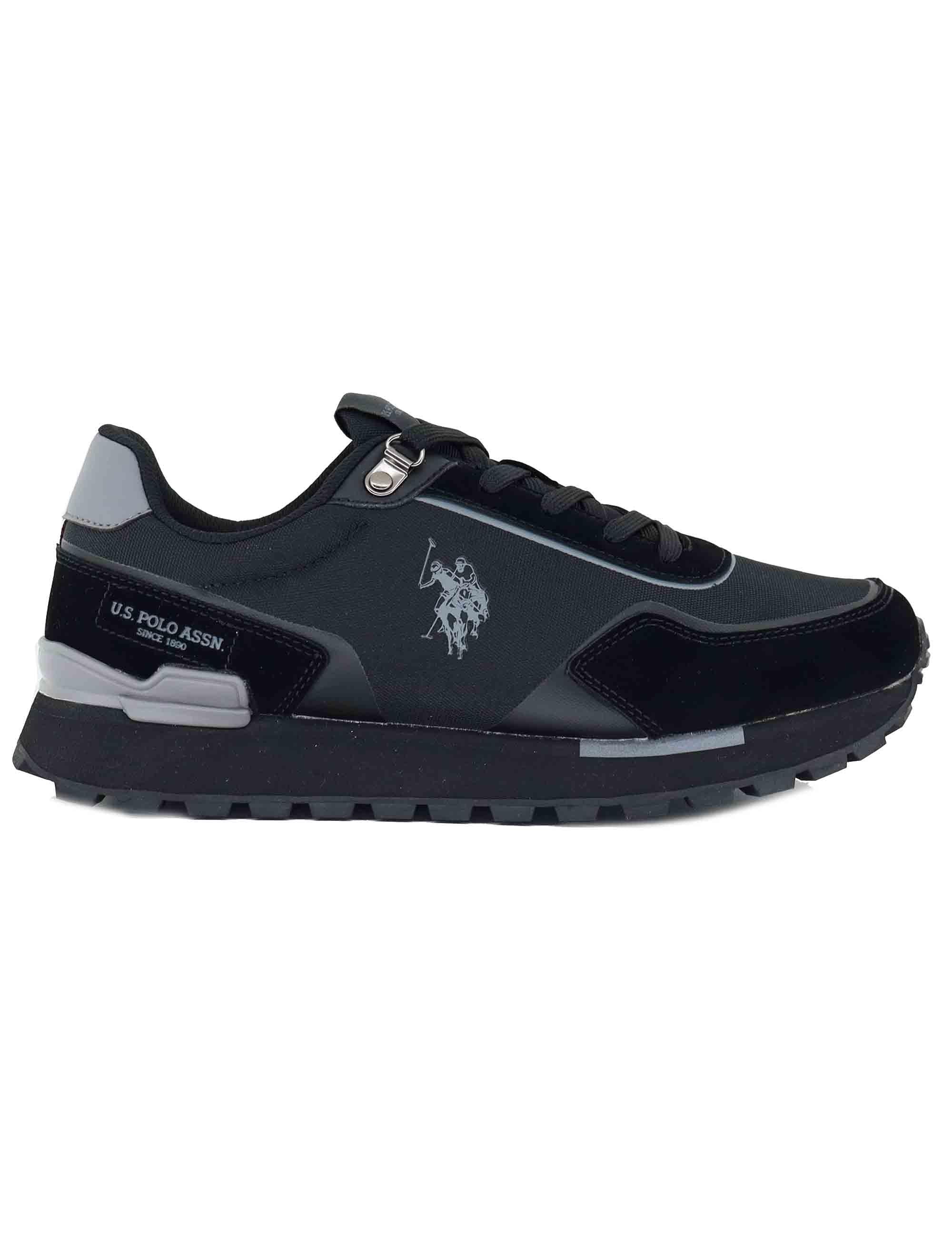 Sneakers uomo in pelle e tessuto nero con suola alta ARON009 BLK U.S. Polo Assn. 
