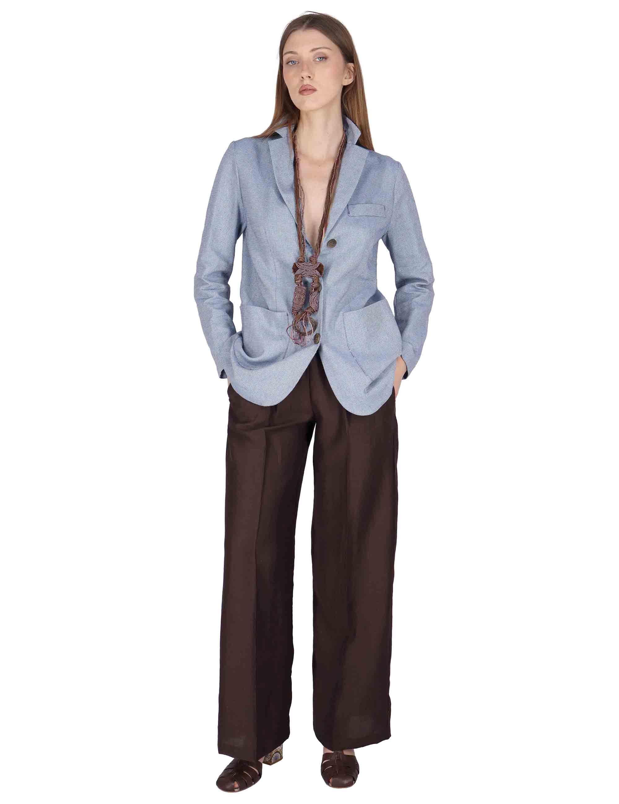 Giacche donna Casual Blazer in cotone celeste monopetto JABGA0001-F1494-1251 6005 Justmine 