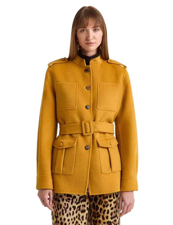 Sahariane donna Softpure Wool in lana senape con cintura JA534220290 70013 Maliparmi 