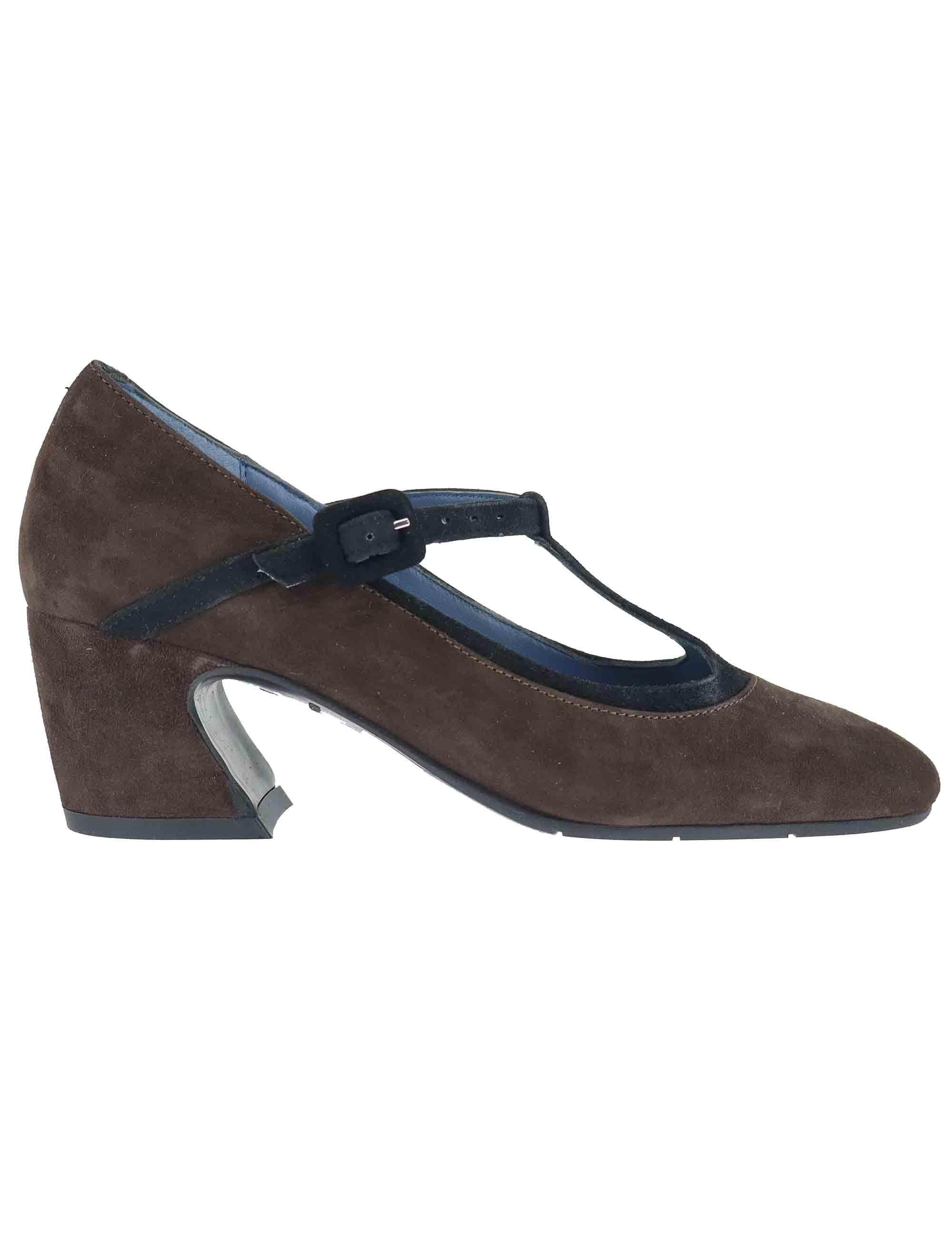Decollete Mary Jane in camoscio marrone con cinturino SP2350 014 Spatarella 