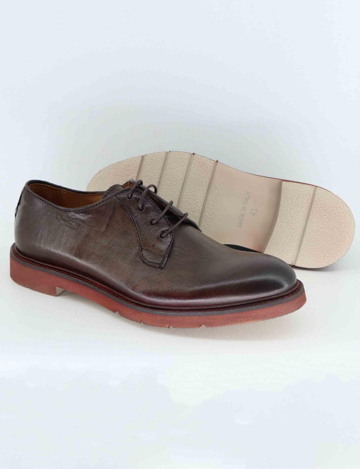 Stringate uomo in pelle marrone con suola in gomma SPR1145 032G Spatarella 