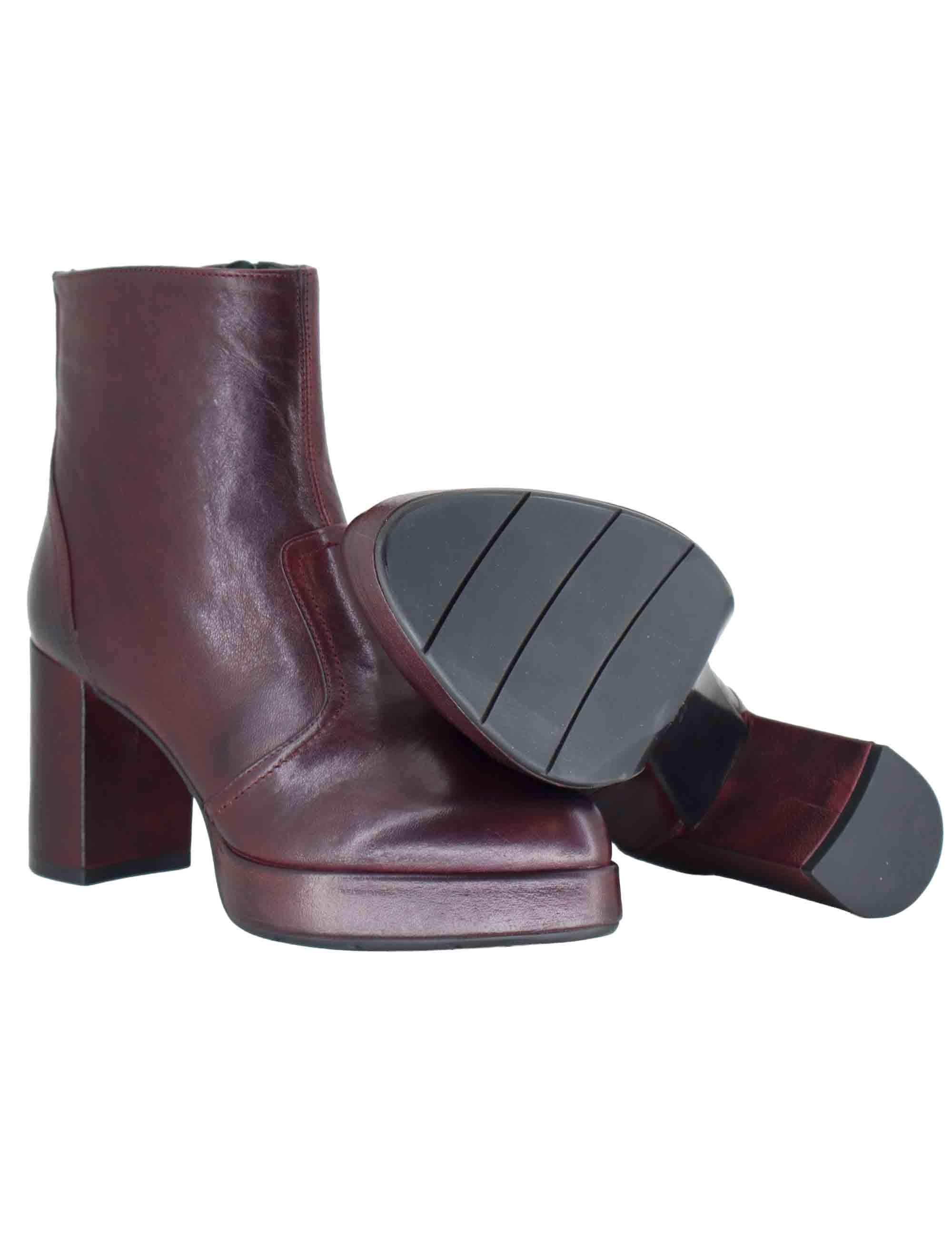 Stivaletti donna in pelle bordeaux con tacco alto e plateau SP2347 016 Spatarella 