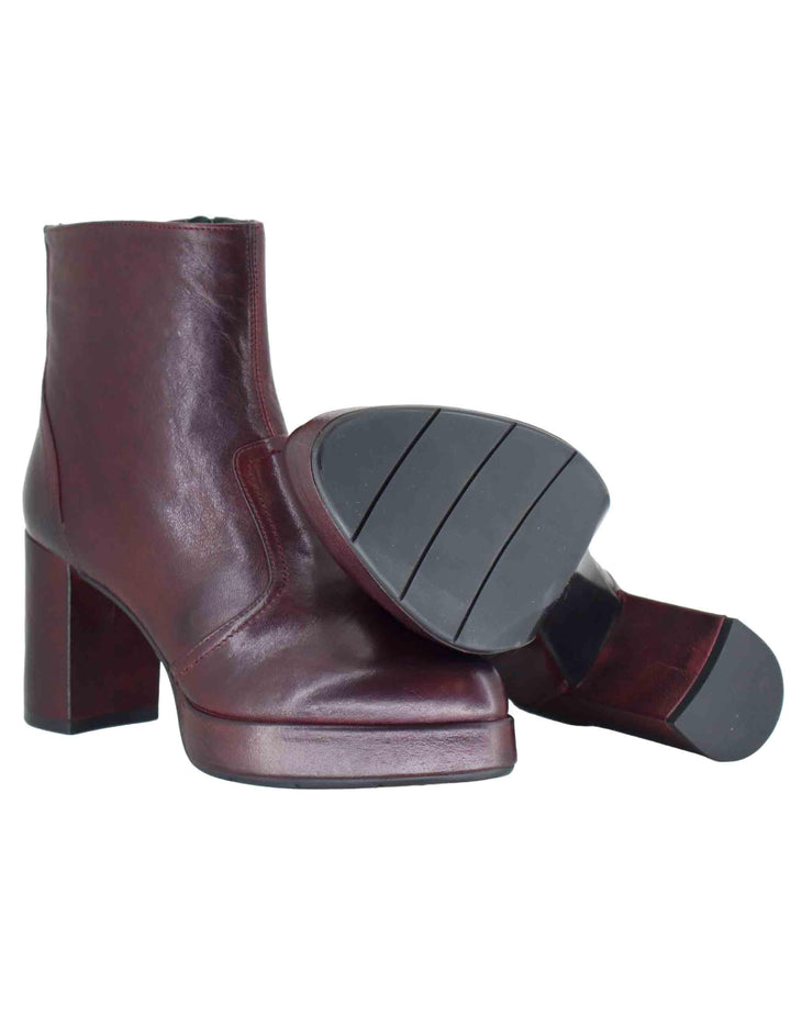 Stivaletti donna in pelle bordeaux con tacco alto e plateau SP2347 016 Spatarella 