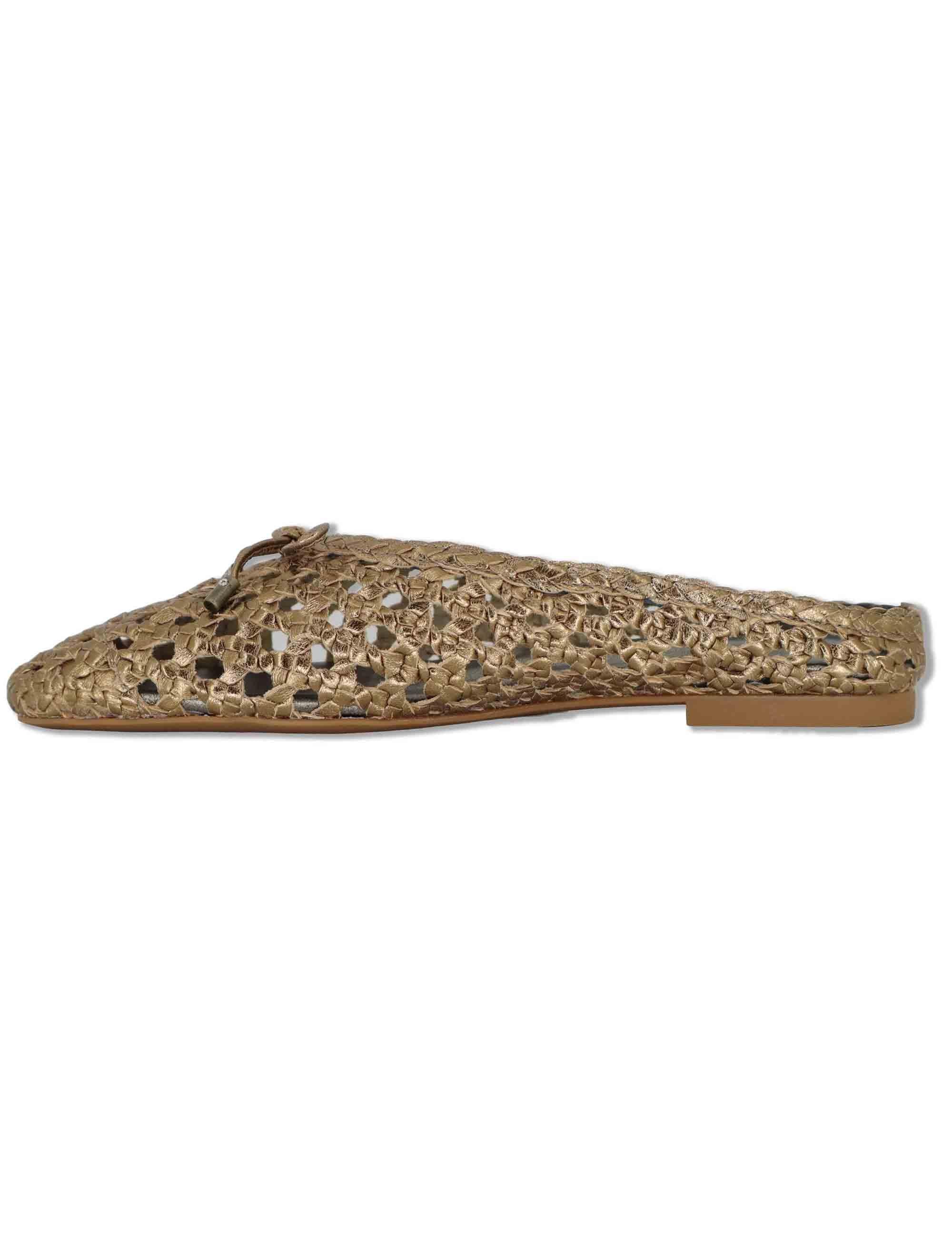 Sabot donna in pelle intrecciata taupe con tacco basso e punta tonda BAELO SHF MUMM Unisa 