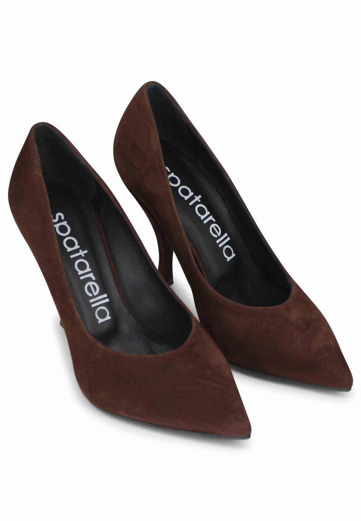 Decollete donna in camoscio marrone tacco alto SP732 013 Spatarella 