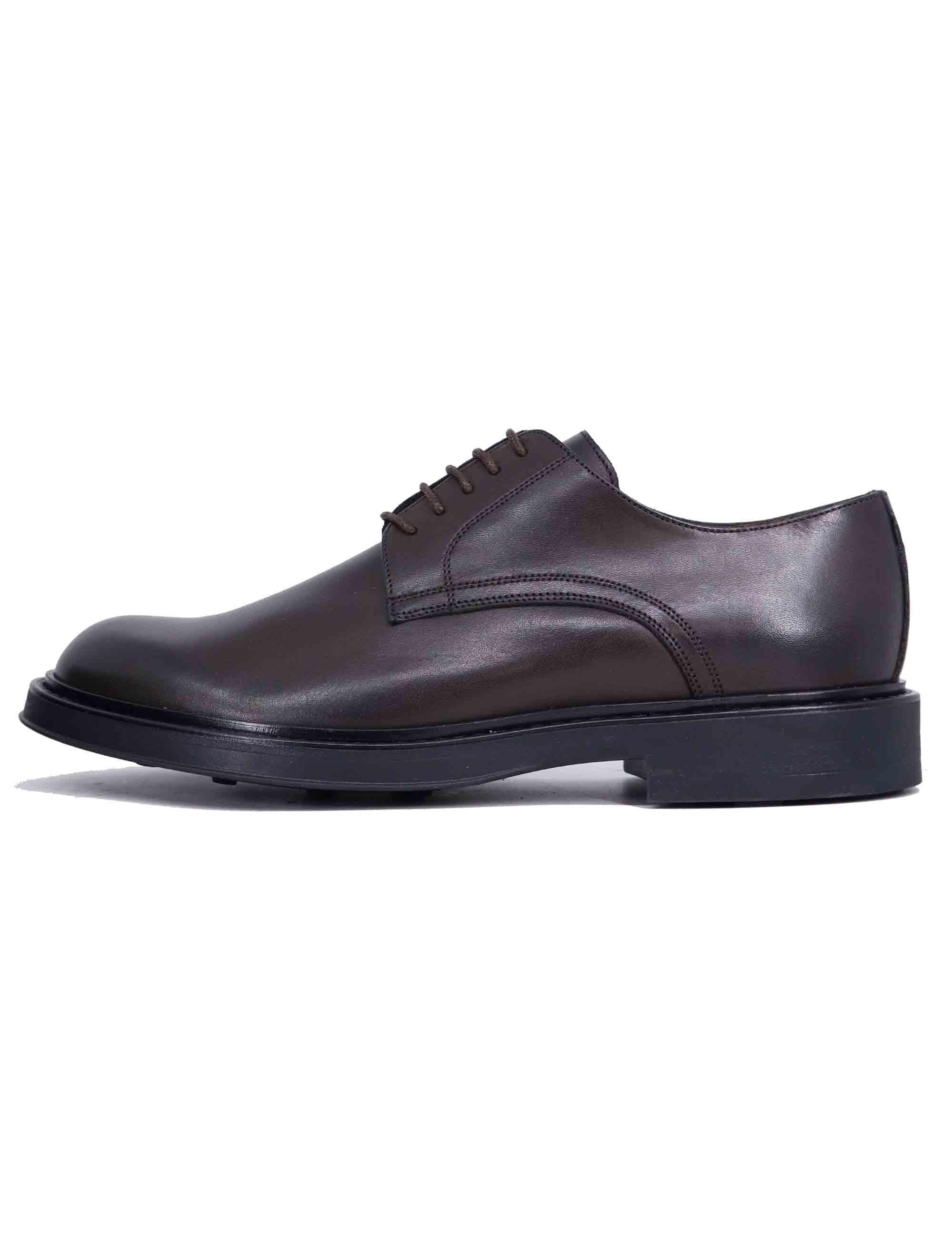 Stringate uomo in pelle marrone con suola in gomma SP02200 014 Spatarella 
