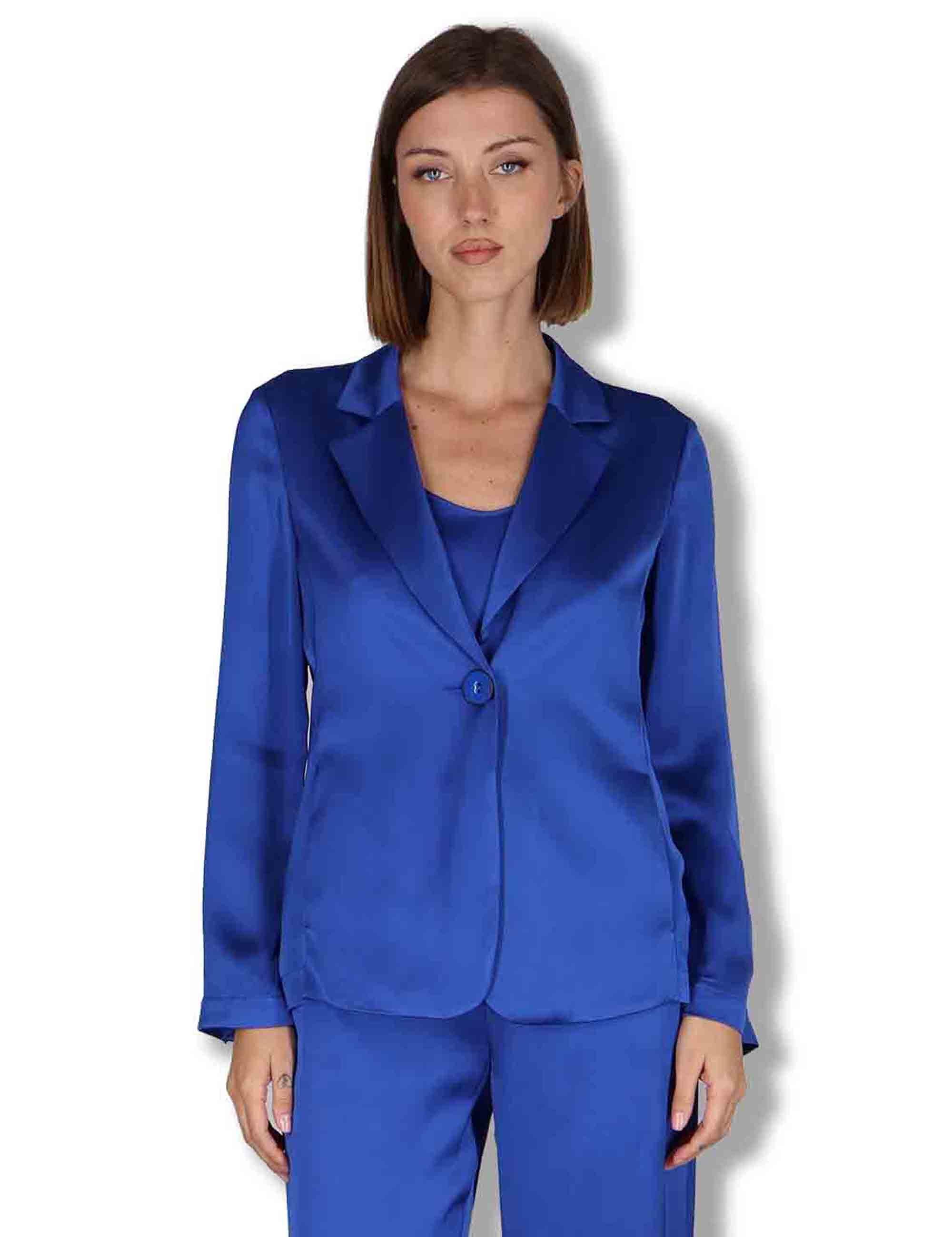 Giacche donna Shiny in cady blu monopetto JD648250631 80059 Maliparmi 