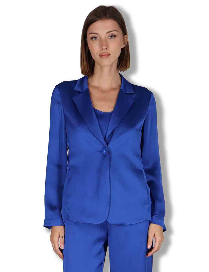 Giacche donna Shiny in cady blu monopetto JD648250631 80059 Maliparmi 