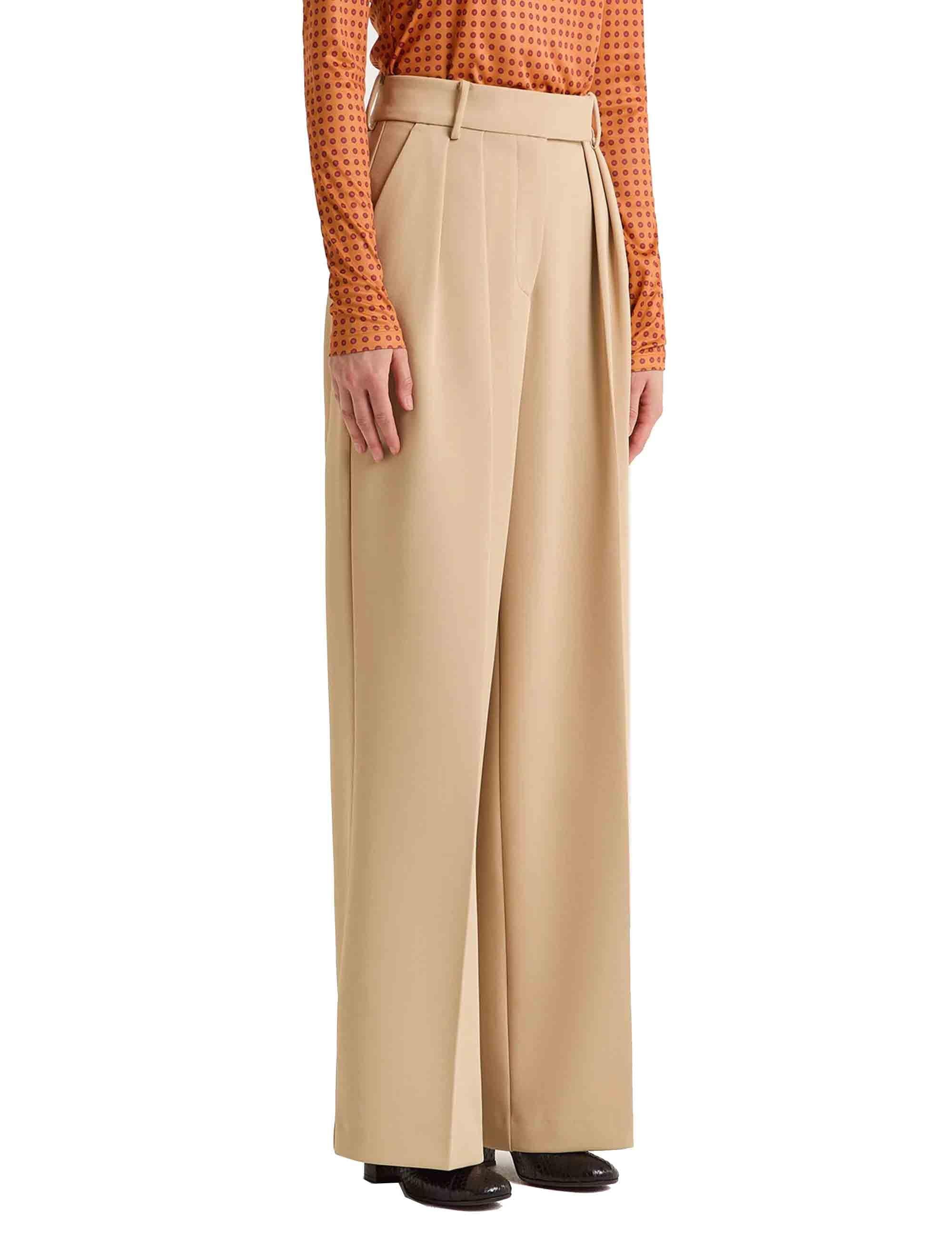 Pantaloni donna Cady in tessuto taupe con gamba larga JH803750658 11003 Maliparmi 