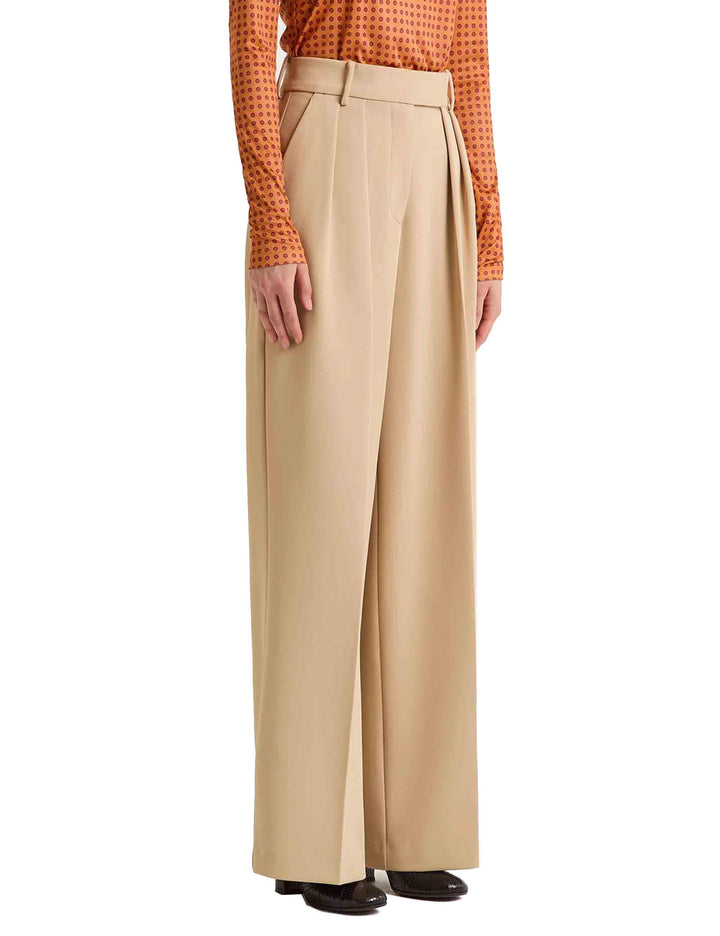 Pantaloni donna Cady in tessuto taupe con gamba larga JH803750658 11003 Maliparmi 
