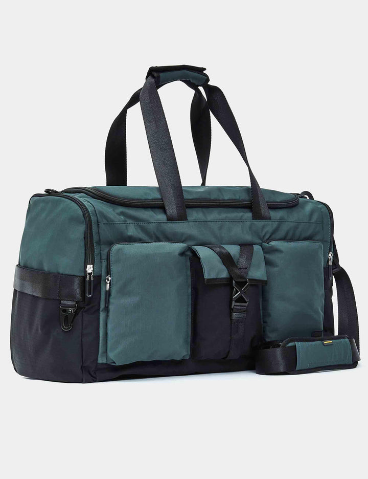 Borsoni Y-Lite in tessuto nero e verde 32x54x27,5 cm con manici tracolle e tasche P10OWB01 A78 Mandarina Duck 