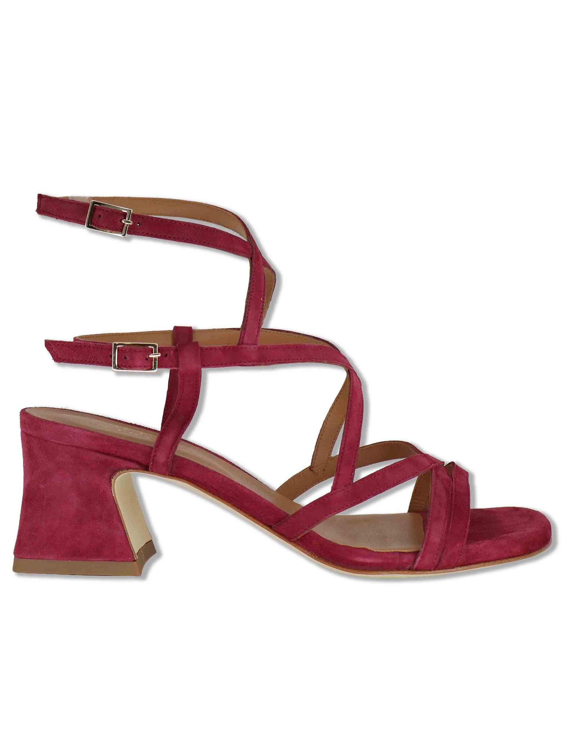 Sandali donna in camoscio rosso con cinturini e tacco medio 119 016 Tattoo 