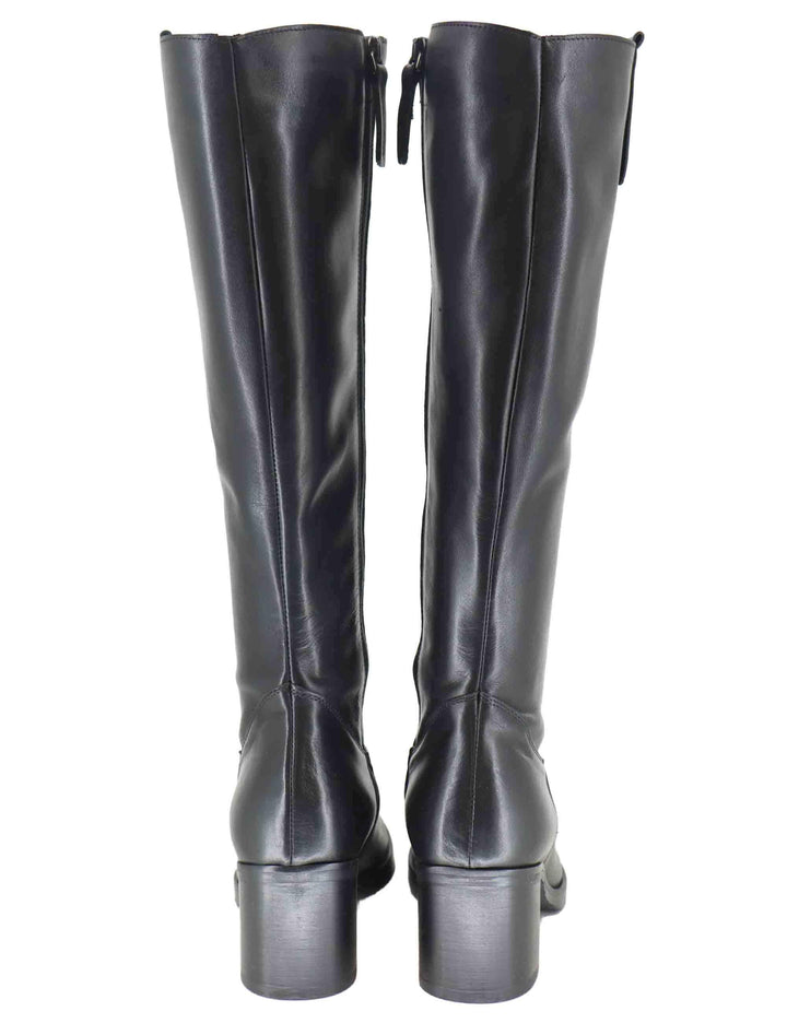 Stivali donna in pelle nera con tacco alto in cuoio e zip laterale SPST6000 001 Spatarella 