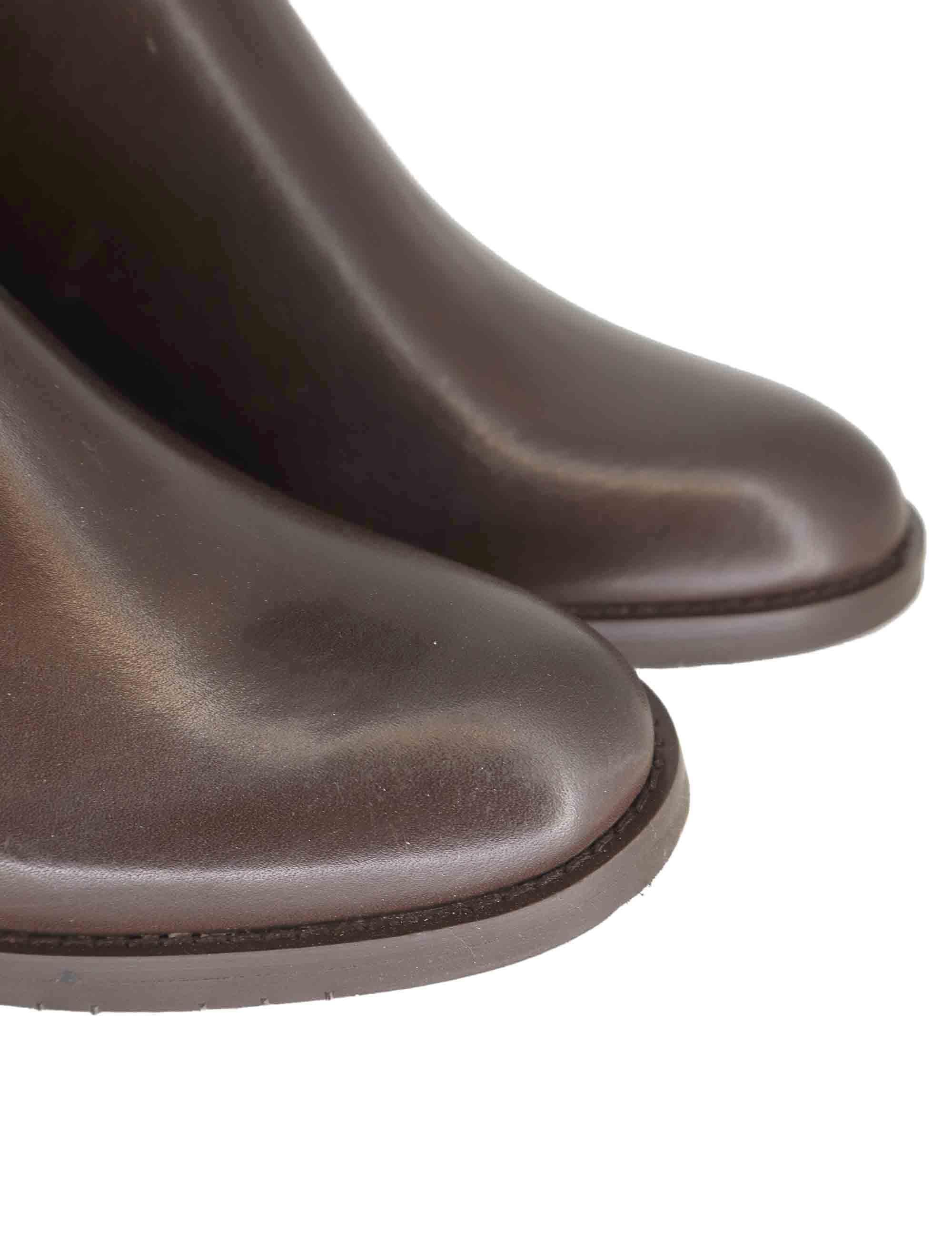 Stivali donna in pelle marrone con ghetta al ginocchio e tacco basso SPSTE5510 014 Spatarella 