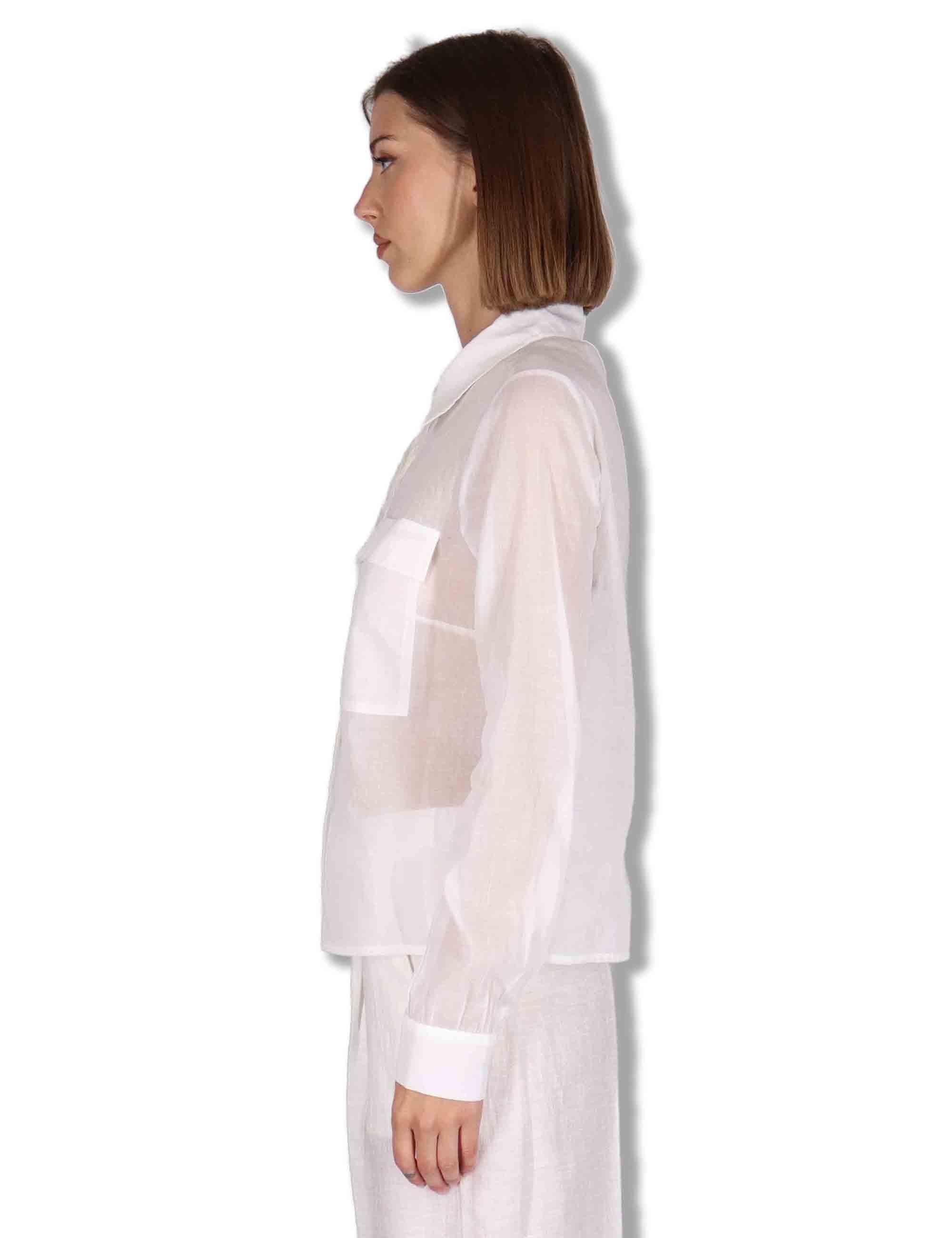 Camicie donna in puro cotone off white con tasconi e maniche lunghe JABCM0001-F1493-1230 85 Justmine 