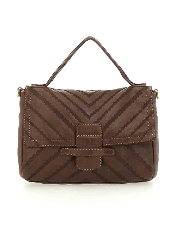 Borsa donna media a spalla Maria in pelle marorne con laser tinta in capo L012840ND X2913 C1501 Caterina Lucchi 