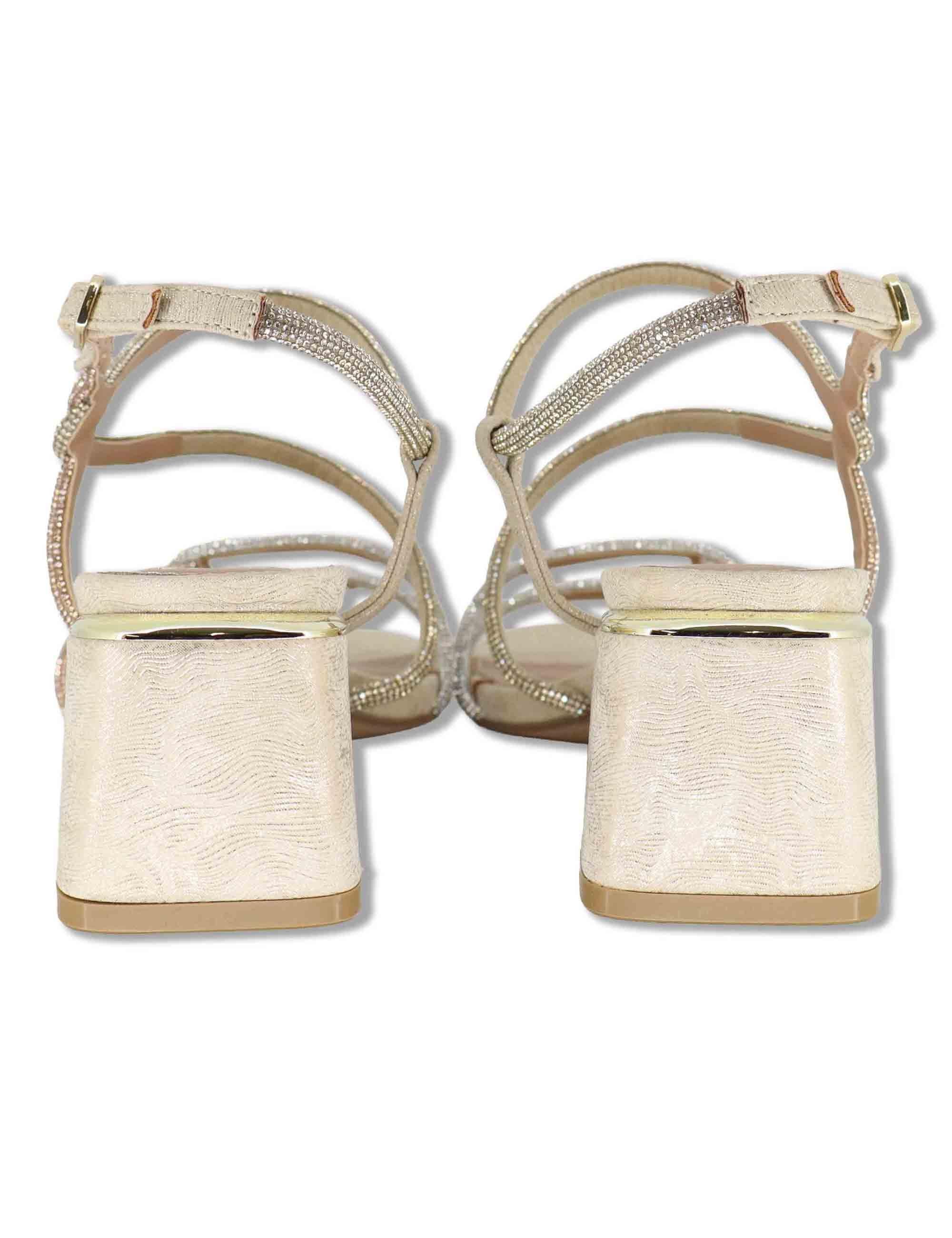 Sandali donna in strass oro e argento con tacco alto e cinturino alla caviglia CARMEN-777 262035 Exe 