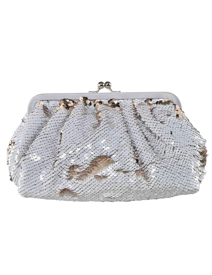 Borse donna in paillettes bianche con catena ACA654 BIANCO Anna Cecere 