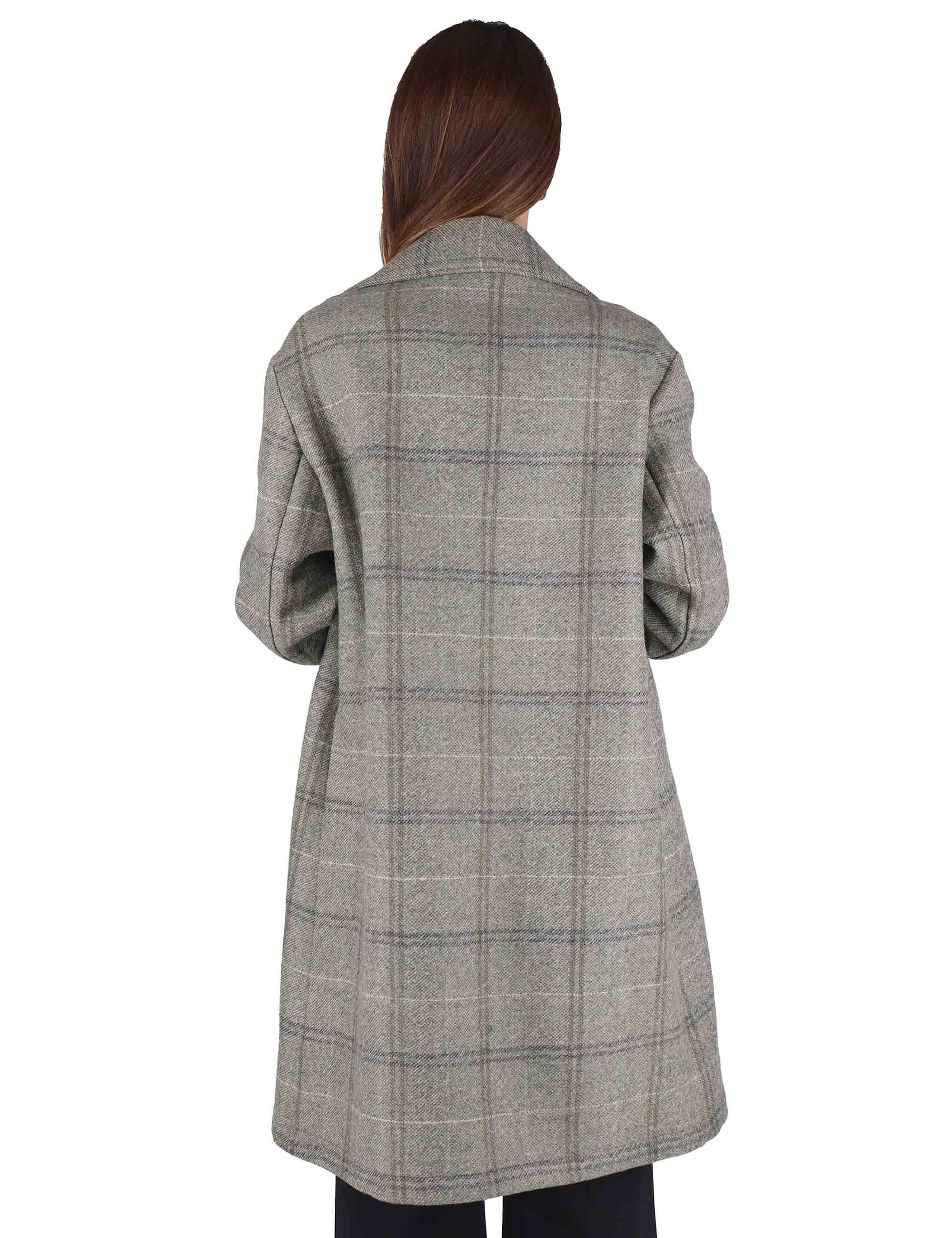 Cappotti donna Neve in lana grigia monopetto con collo rever 51260028 E099 Ewooluzione 