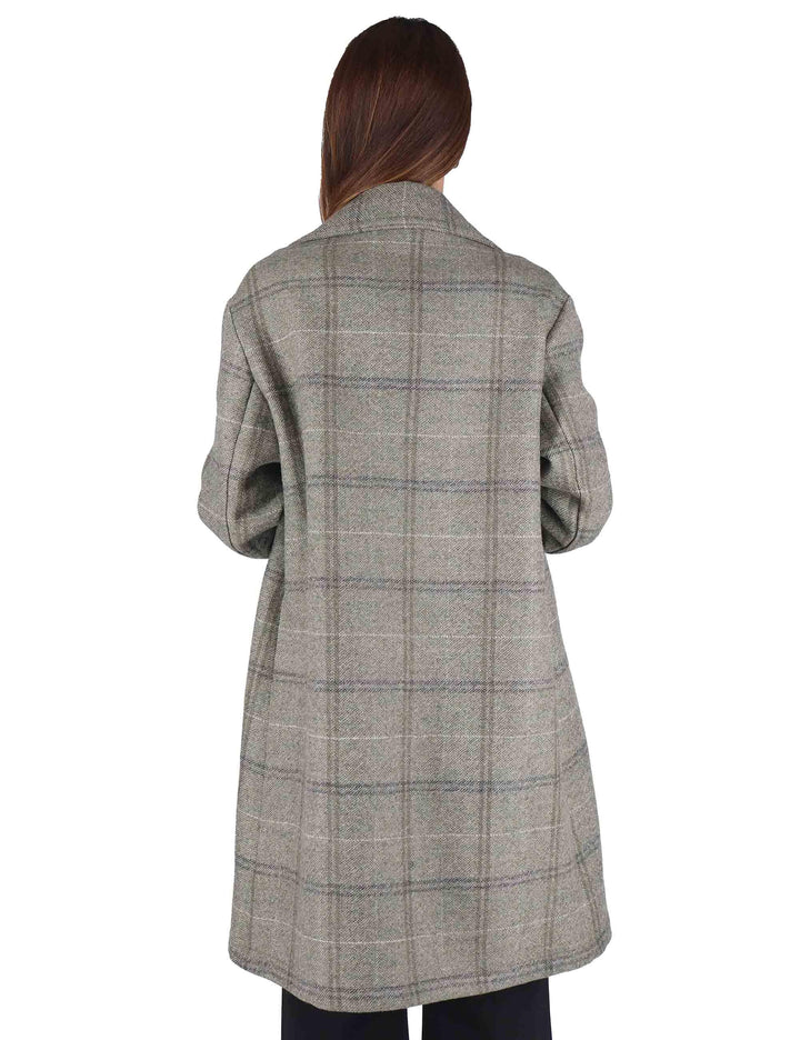 Cappotti donna Neve in lana grigia monopetto con collo rever 51260028 E099 Ewooluzione 