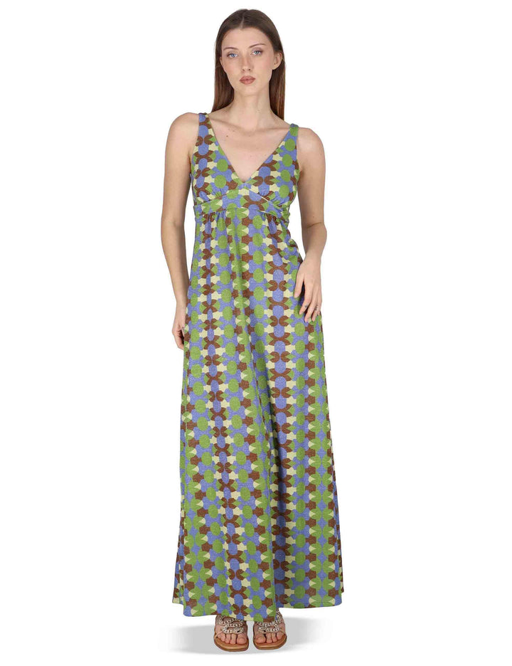 Abiti donna Empire Dress in jersey stampato turchese a fantasia JABAB0001-F1505-1261 6090 Justmine 