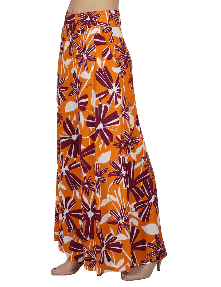 Pantaloni donna Palazzo Trousers in viscosa naturale arancione stampata JABPN0001-F1090-1244 2102 Justmine 