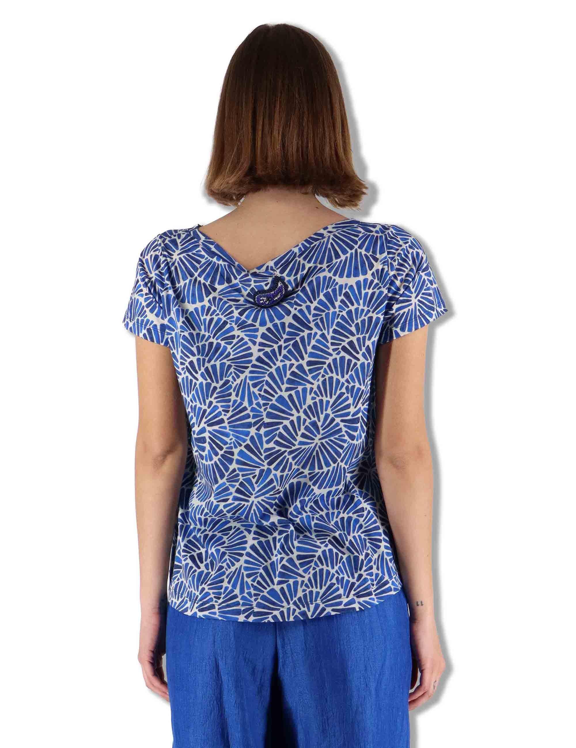T-Sshirt donna Summer Nomade Prints in cotone blu a fantasia JK029570673 D8090 Maliparmi 
