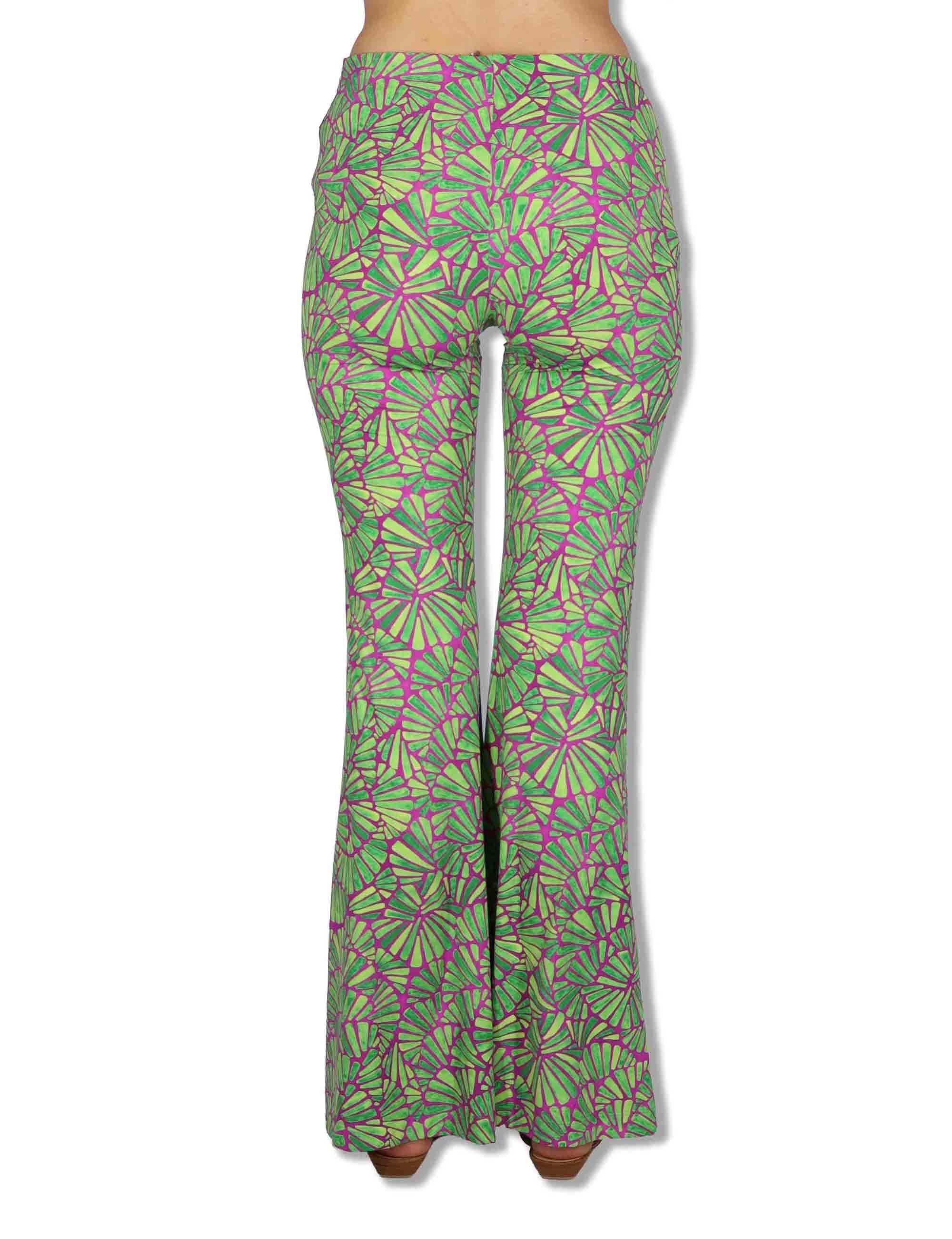 Pantaloni donna Shell in tessuto stampato viola e verde con elastico in vita JH719570672 A5032 Maliparmi 