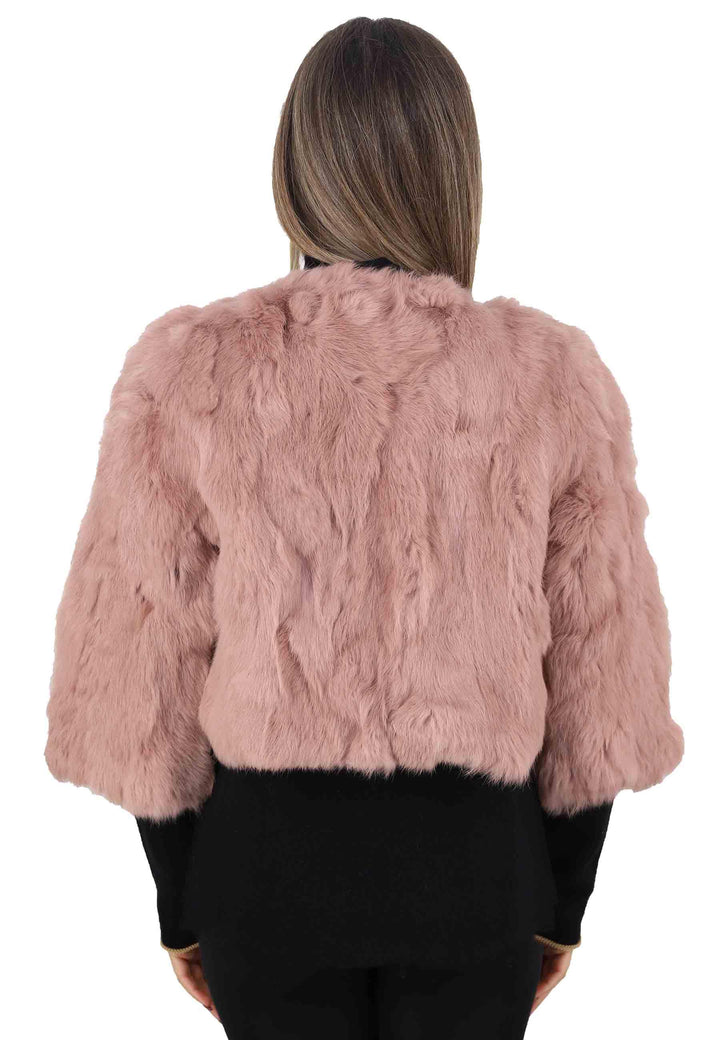 Giacche donna in lapin cipria a girocollo SP23110 301 Spatarella 