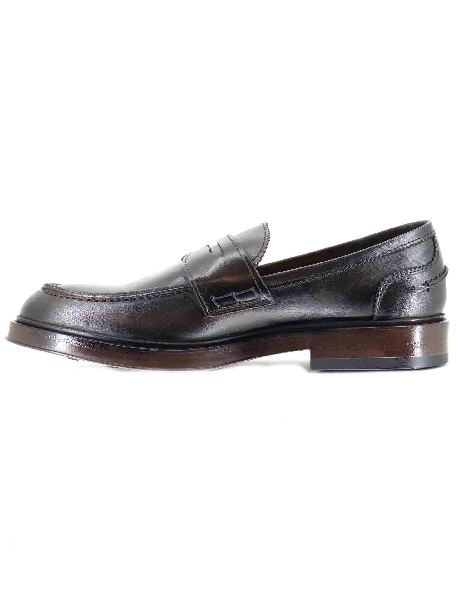 Mocassini uomo in pelle marrone con suola in gomma cucita SP1056 014 Spatarella 